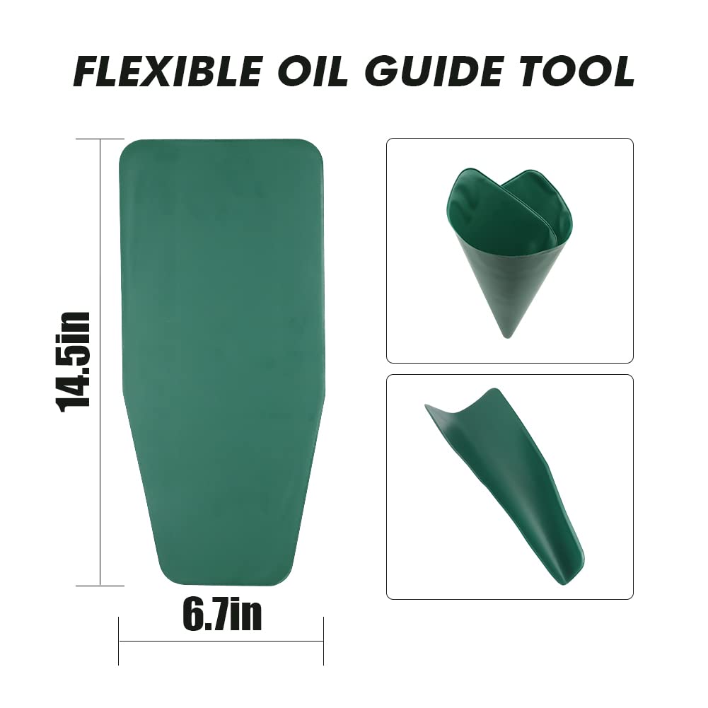 2 Pack Flexible Oil Drain Funnel - Foldable Automotive Funnel for Cars, Trucks, Motorcycles, Lawn Mowers (14.5