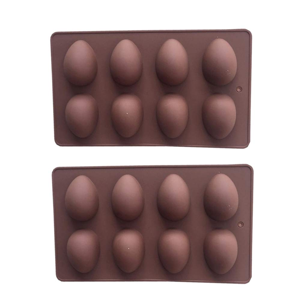 INOOMP 2-Pack 8-Cavity Egg Shaped Silicone Molds for Easter - Perfect for Making Chocolate Candies, DIY Desserts & Holiday Baking (Easter Egg Candy Molds, Chocolate Molds, Baking Supplies)