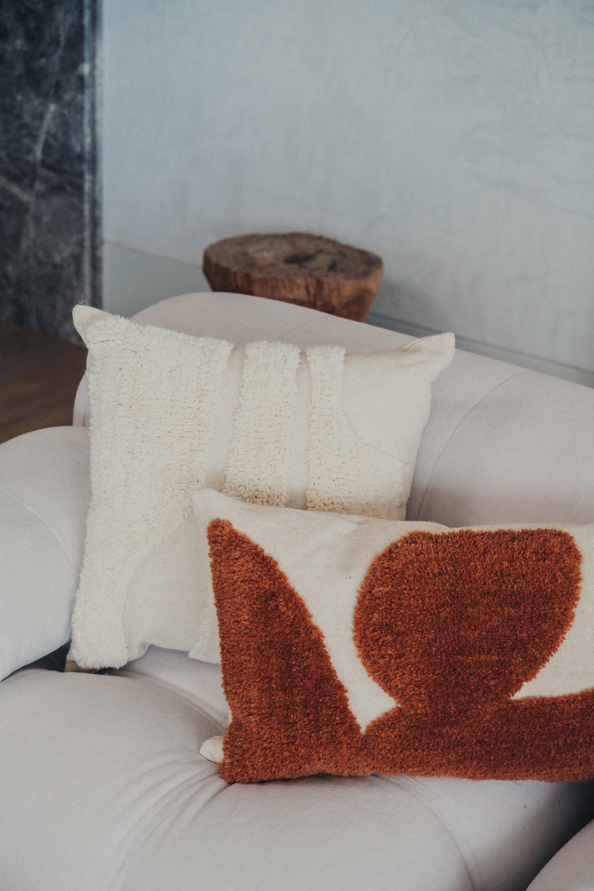 Abstract Square Cushion Cover - Ivory Cotton Decorative Pillow Case for Sofa, Bed, Living Room & Home Decor