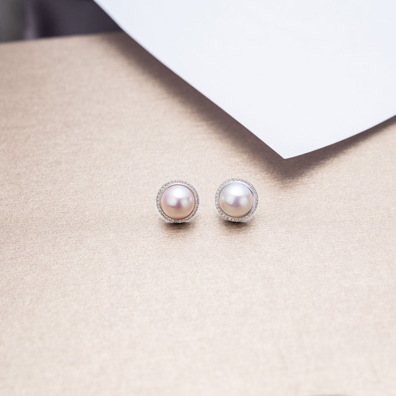 18K Gold Diamond & Pearl Dome Earrings for Women | Elegant Edison Pearl Stud Earrings KE00122 | Perfect for Weddings, Parties & Special Occasions