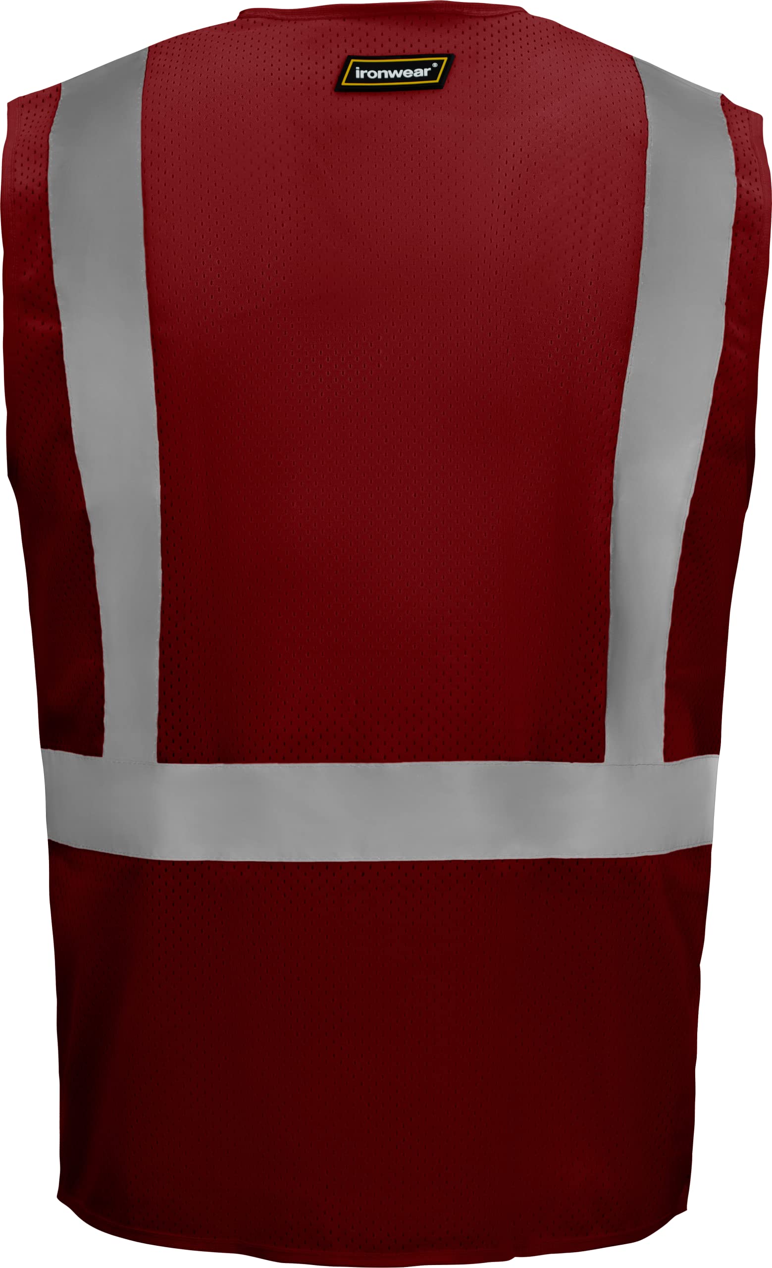 Ironwear 1284 Class 2 Polyester Safety Vest with Zipper & Radio Clips - High Visibility Reflective Work Vest for Construction, Road Crew & Emergency Responders
