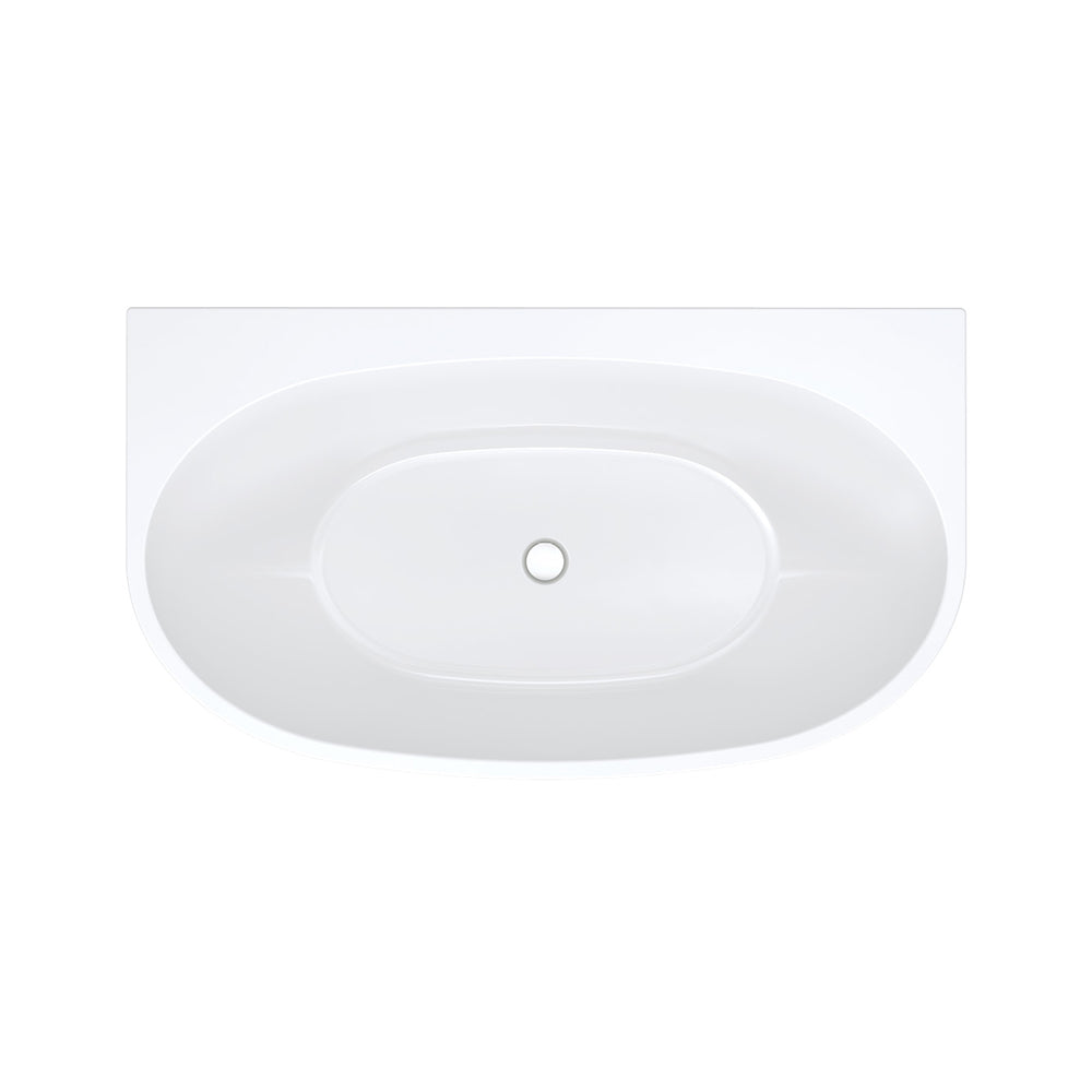 Fienza FR65 1300mm Acrylic Back to Wall Bath Tub - Gloss White Freestanding Soaking Bathtub for Modern Bathroom | Spa Relaxation & Luxury Home Upgrade