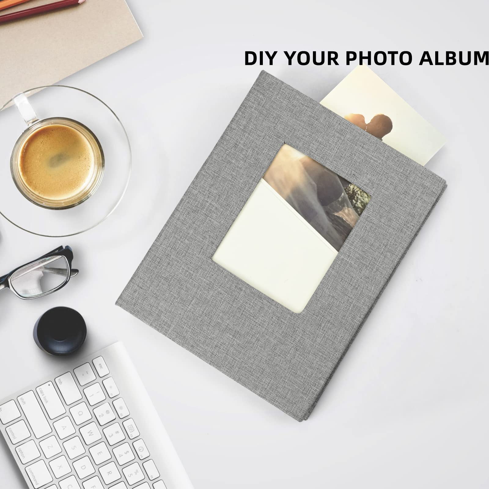 Premium Linen Photo Album 7x5 Inches (13x18cm) - 2 Pack, Mini Black Slip-In Pockets Holds 52 Photos, 26 Pages - Perfect for Baby, Wedding & Family Memories | Compact & Elegant for Home Décor, Gifts & Scrapbooking