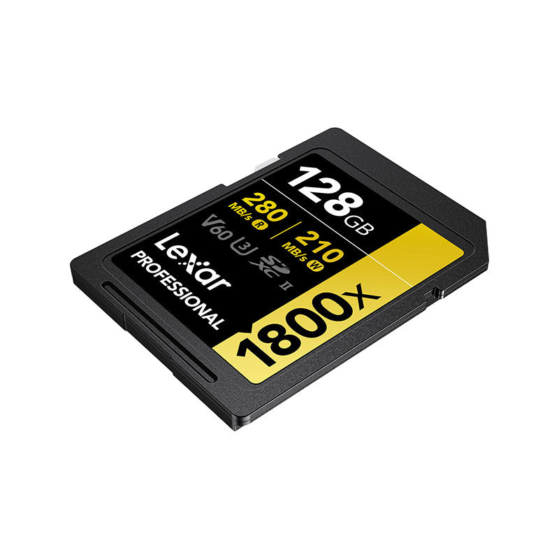 Lexar Professional 1800x 128GB SDXC UHS-II U3 V90 Gold Series Memory Card - High Speed for 4K/8K Video, DSLR & Mirrorless Cameras - Perfect for Photography, Videography & Professional Workflows