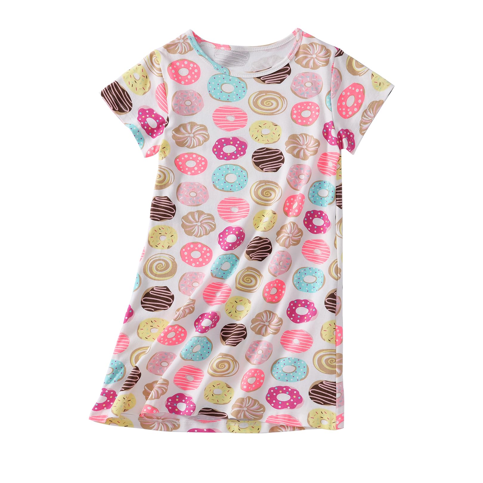 Girls' Cotton Short Sleeve Nightgown - Soft Sleep Shirt Pajama Dress for Kids & Toddlers - Perfect for Bedtime, Sleepovers & Loungewear