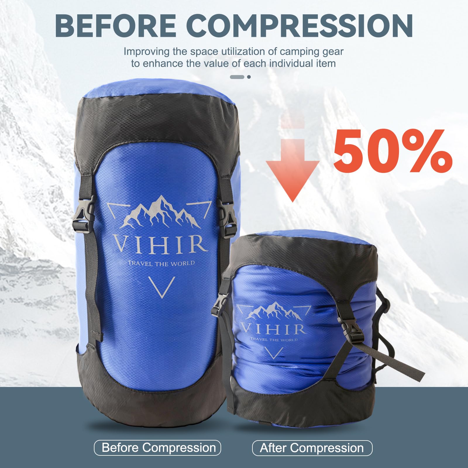 Waterproof Compression Sack - Ultralight 12L/17L/21L Space Saving Sleeping Bag Storage for Hiking, Camping & Travel | Perfect for Backpacking Gear Organization & Outdoor Adventures