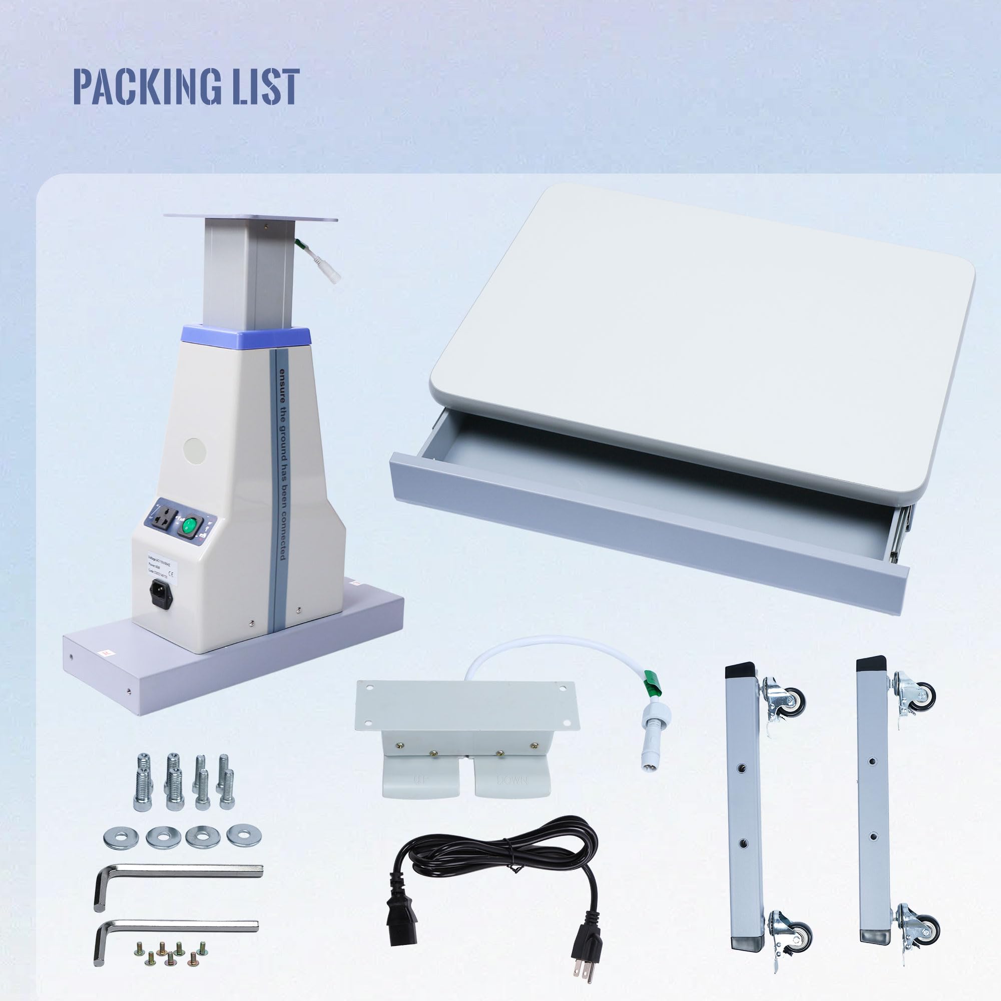 Electric Optometry Exam Table with Storage Drawer - Motorized Adjustable Ophthalmic Workstation (18.11