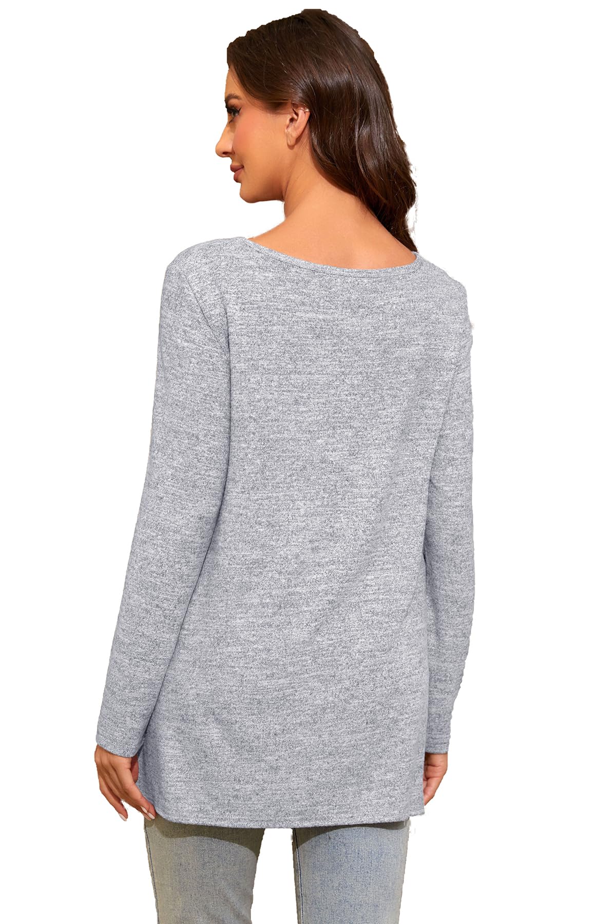 Smallshow Women's Maternity Shirts - Side Split Long Sleeve Pregnancy Tops for Nursing & Everyday Comfort | Perfect for Work, Casual Wear & Maternity Photos