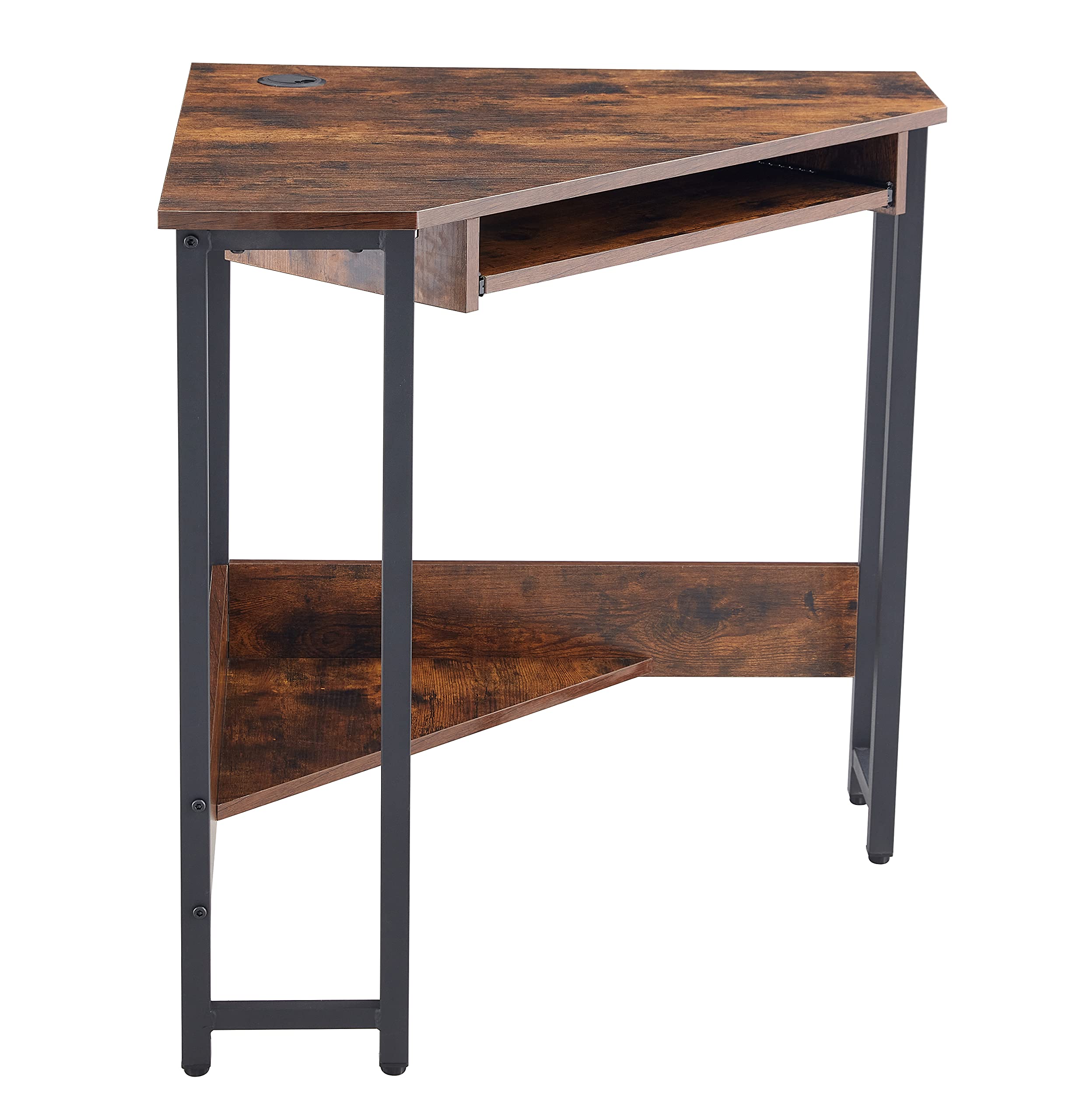 Compact Corner Computer Desk with Keyboard Tray & Storage Shelves - 28.34