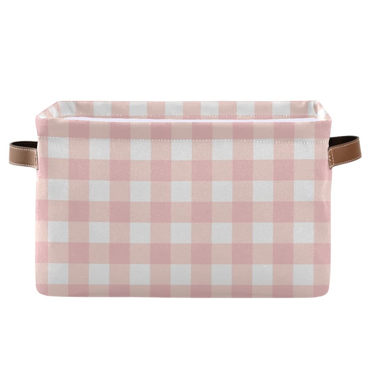 Pink Checkered Collapsible Storage Basket - Waterproof Rectangle Bin for Nursery Toys, Books & Clothes | Foldable Organizer for Closet Shelves, Bedroom Decor & Kids Room Organization