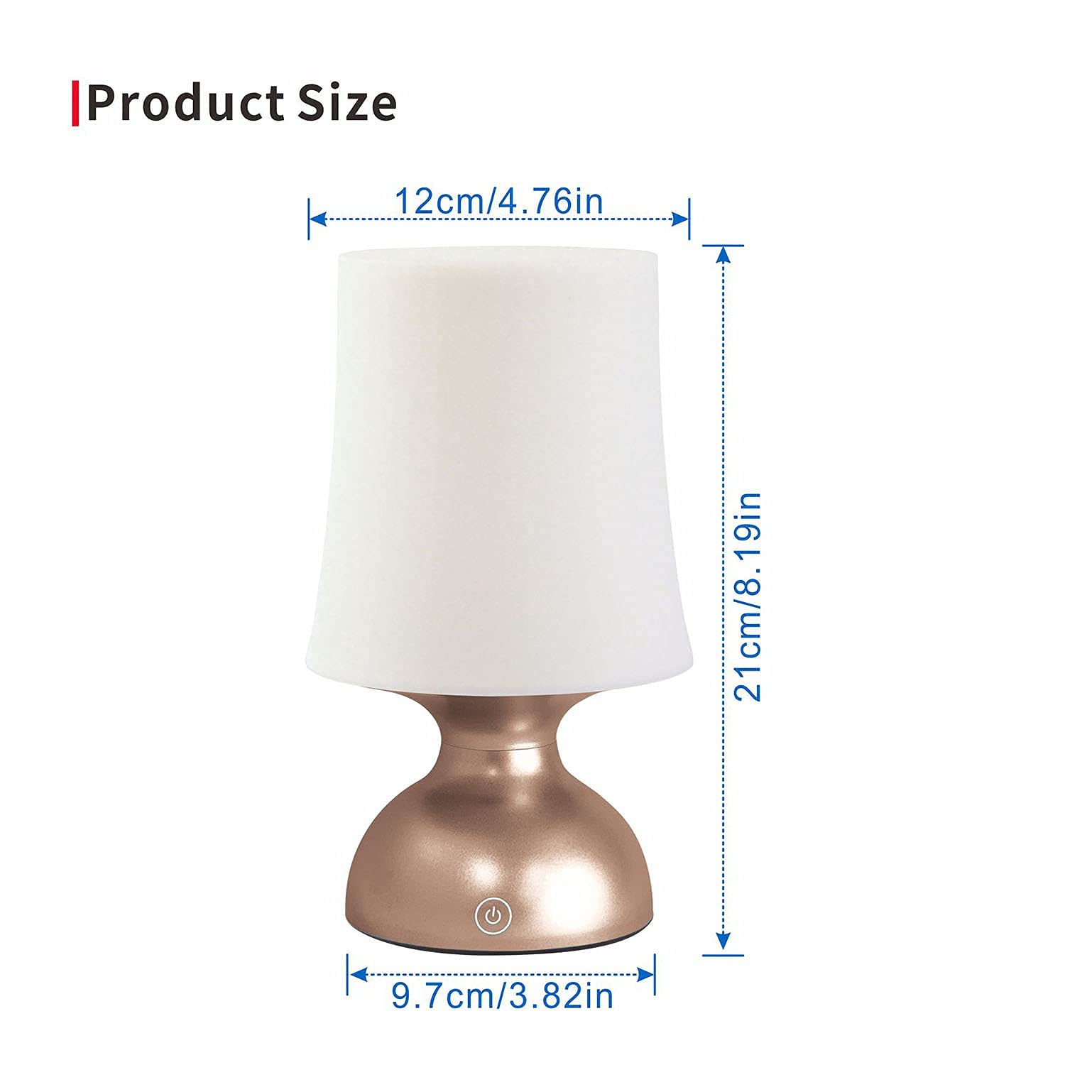 LED Gold & White Battery Powered Night Light - Cordless, 100% Safe Home Decor Minimalist Table Lamp for Bedroom, Nursery, Living Room
