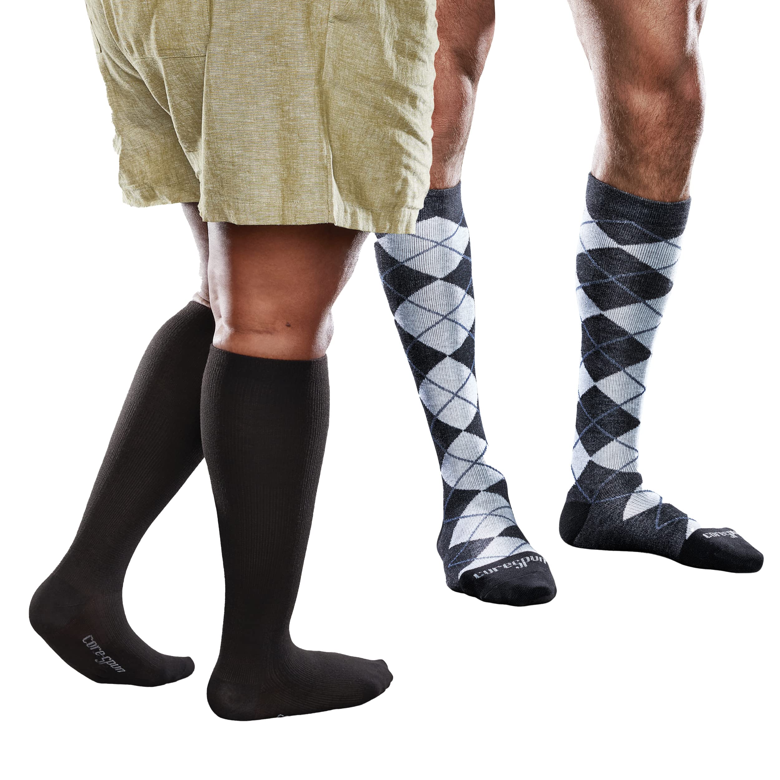 15-20mmHg Mild Graduated Compression Socks for Men & Women - Knee High Support Stockings (2-Pack) - Ideal for Running, Travel & Varicose Vein Relief