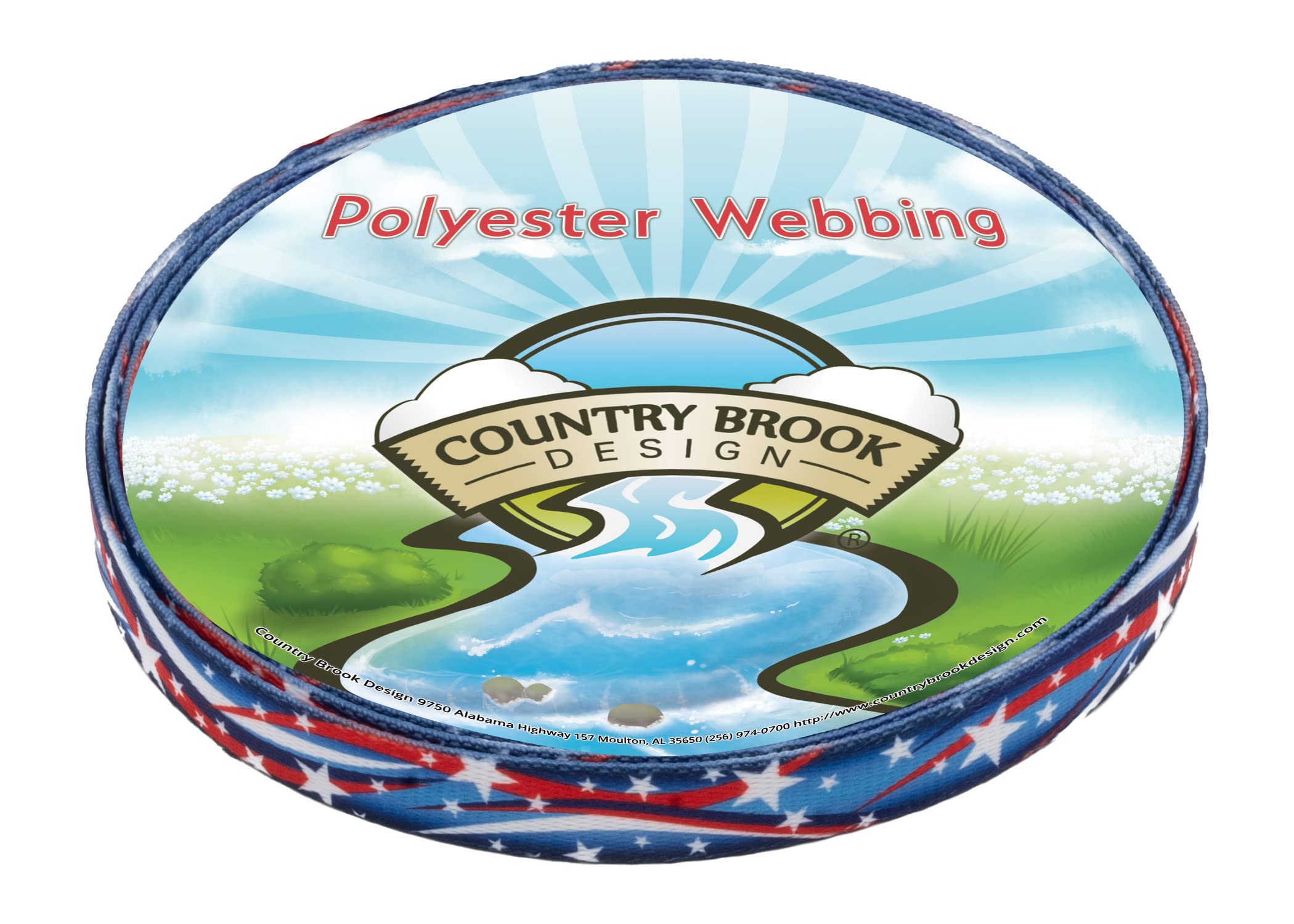 Country Brook Design Patriotic Star Spangled Polyester Webbing - Durable & Lightweight for DIY Crafts, Pet Collars, Bag Straps & Outdoor Gear Accessories