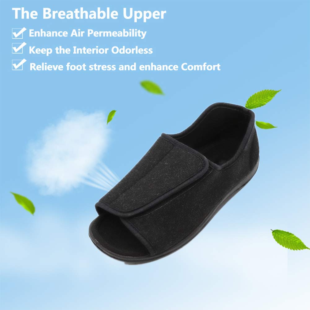**Men's Open Toe Diabetic Slippers - Adjustable Orthopedic Wide Width Walking Shoes for Arthritis, Edema & Swollen Feet - Comfortable Recovery Footwear for Elderly Men - Ideal for Home, Hospital & Daily Use**