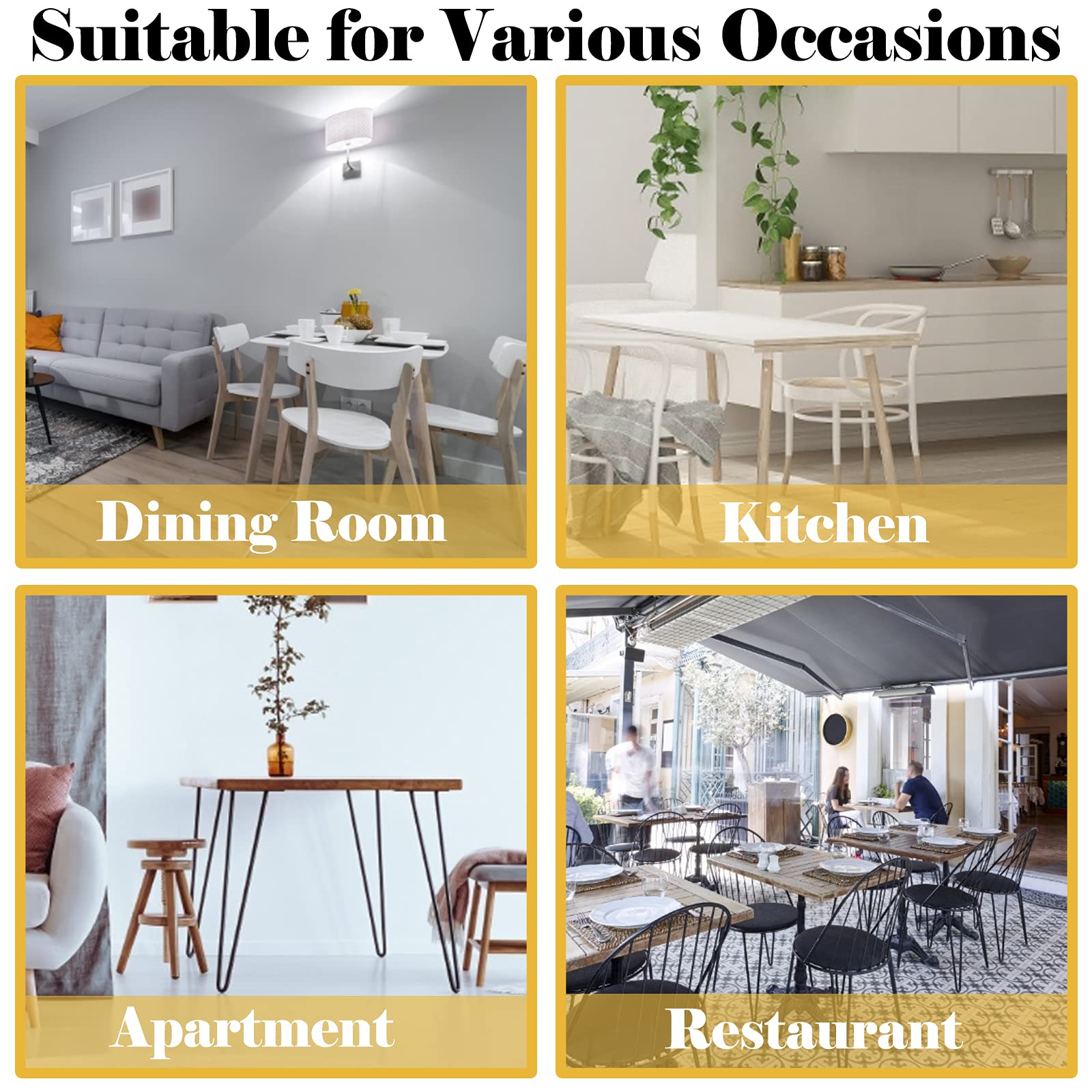 Modern 5-Piece White Rectangular Dining Table Set with Tempered Glass Top & 4 Padded Leather Chairs - Sturdy Metal Frame for Breakfast Nook, Kitchen, Dining Room - Perfect for Small Spaces & Family Gatherings