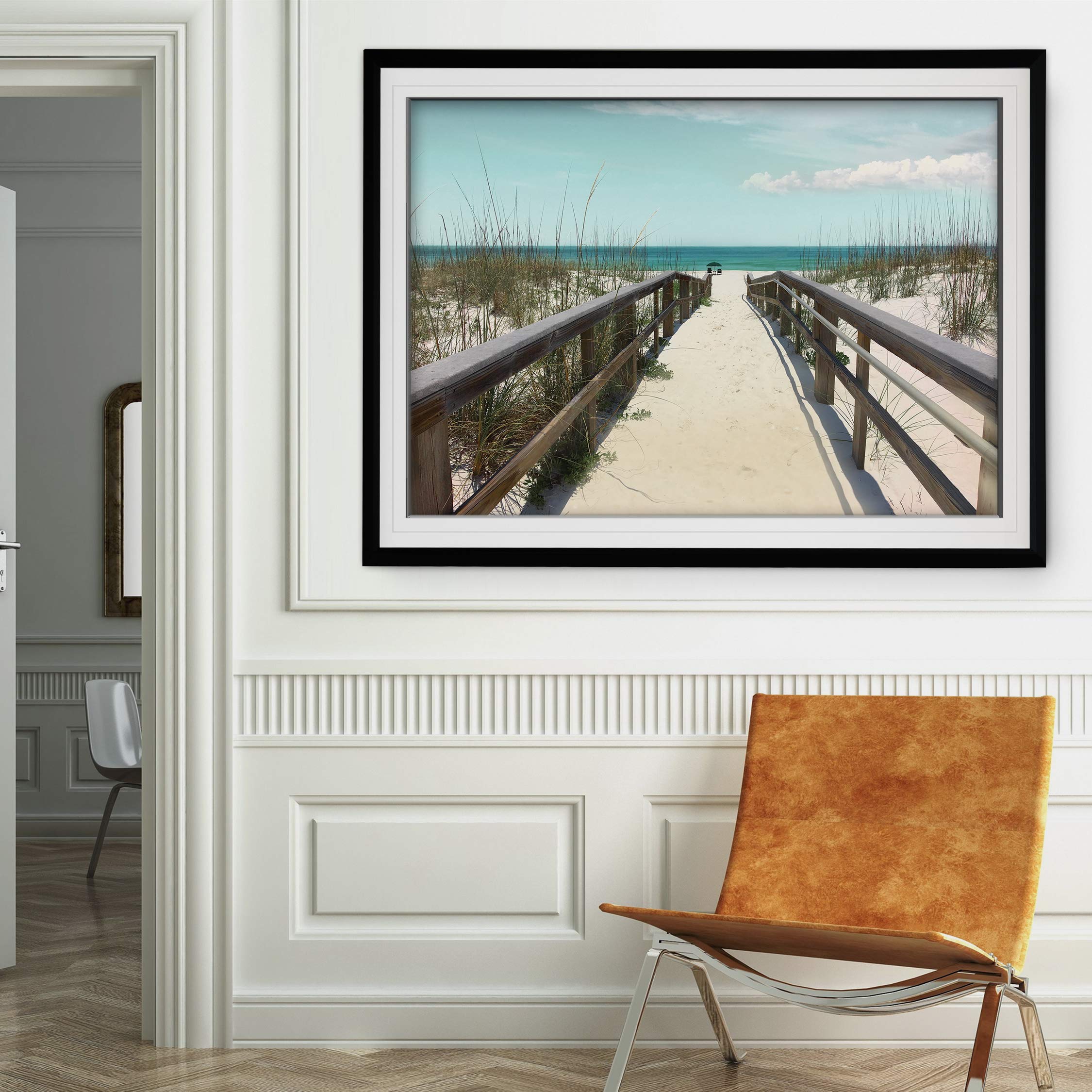Welcome to Paradise Beach Framed Wall Art - Coastal Decor Landscape Painting & Giclee Prints for Living Room, Bedroom & Office | HAC18-19321-2436BF