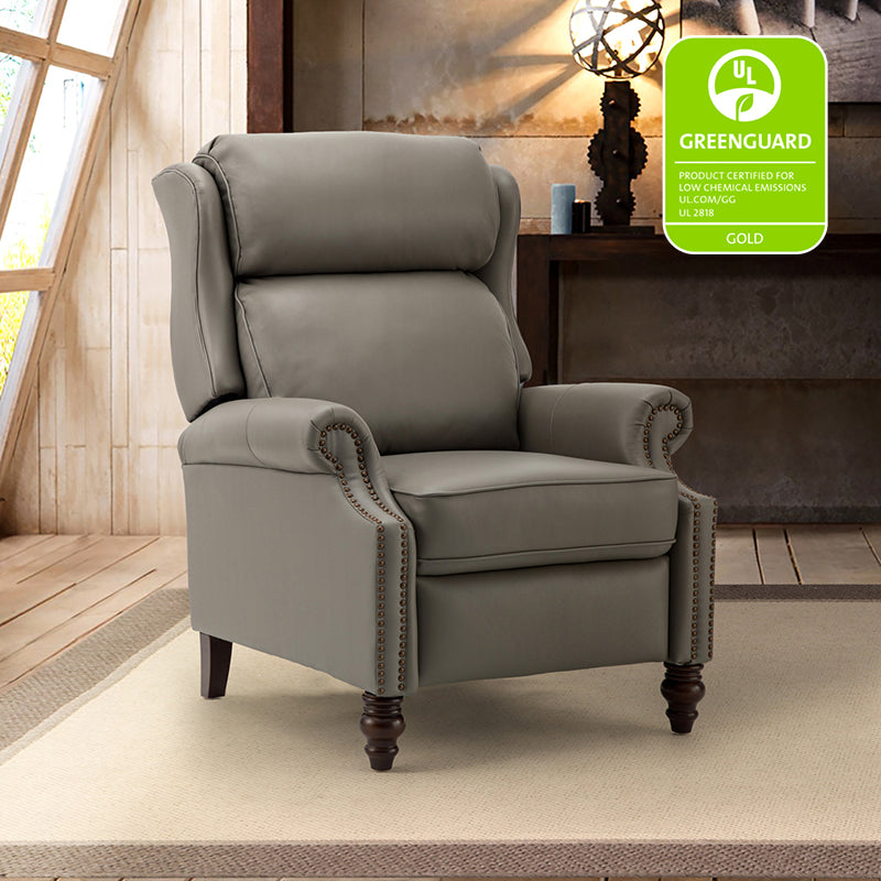 Lucina Genuine Leather Manual Recliner Chair - Handcrafted Premium Leather Living Room Furniture for Relaxation & Comfort - Perfect for Home Theater, Reading Nook, and Office Lounge