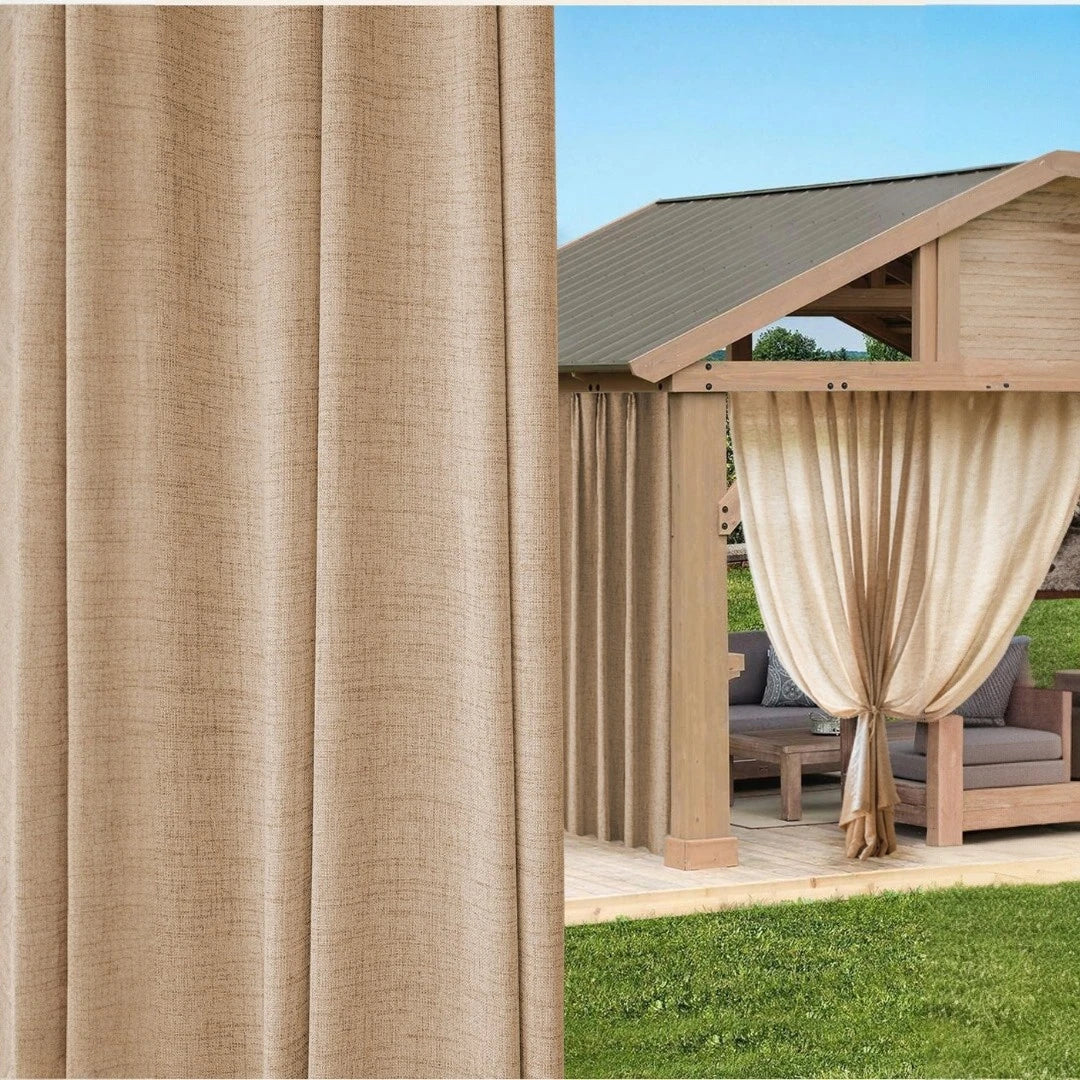 Paula Semi-Sheer Custom Outdoor Curtains - UV Resistant Window Drapes for Patio, Porch & Garden - Waterproof Sun Protection for Outdoor Living Spaces