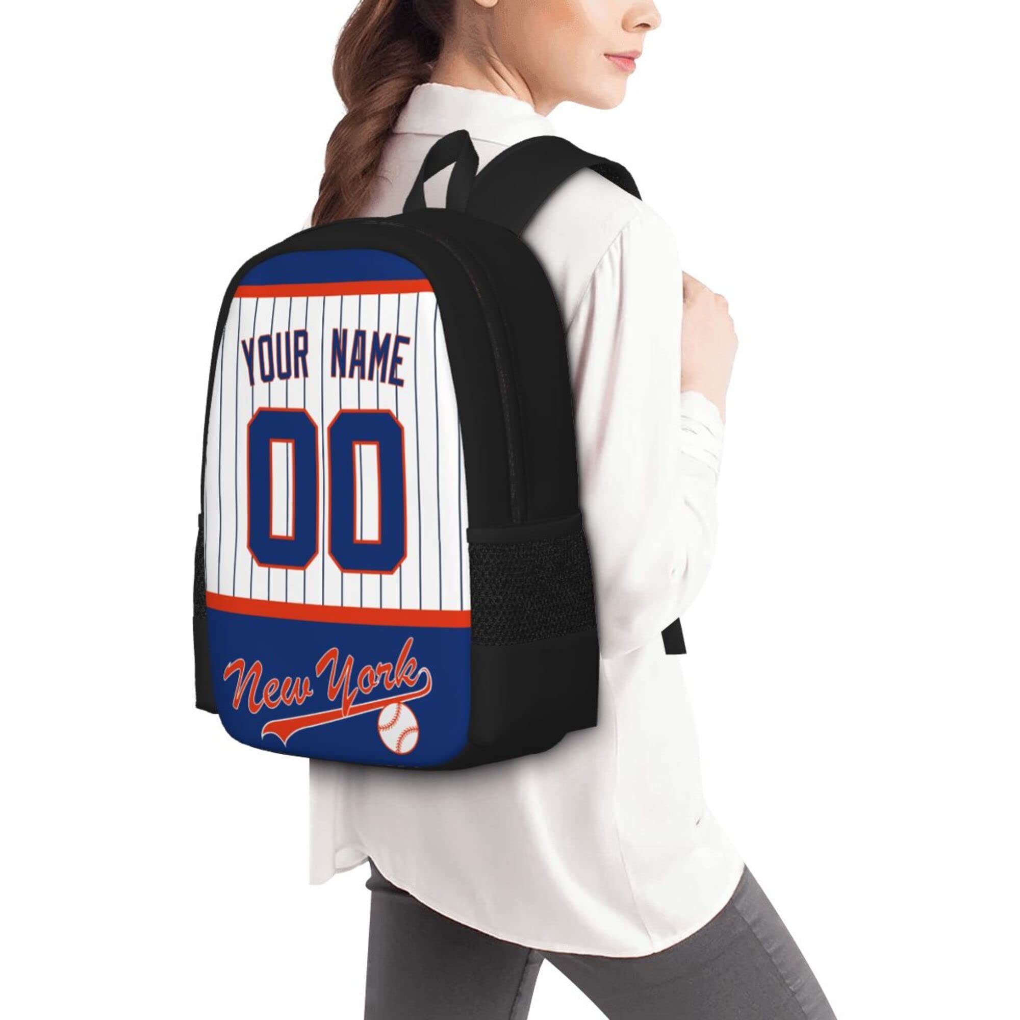 ANTKING New York Backpack - Large Capacity Customizable Name & Number Backpack for Kids, Men & Fans - Perfect for School, Travel & Sports Events