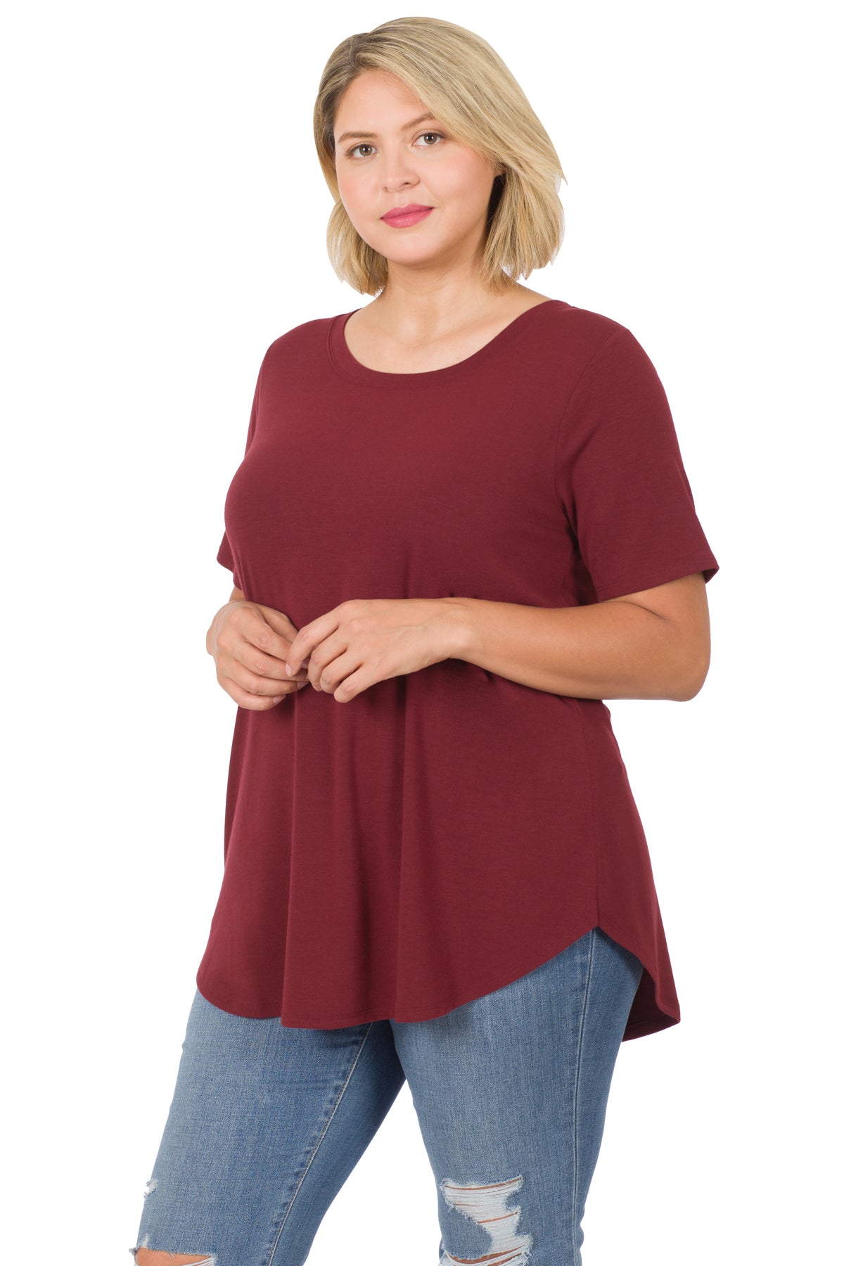Plus Size Short Sleeve Scoop Neck T-Shirt for Women - Comfortable Casual Top for Everyday Wear, Workout & Lounge