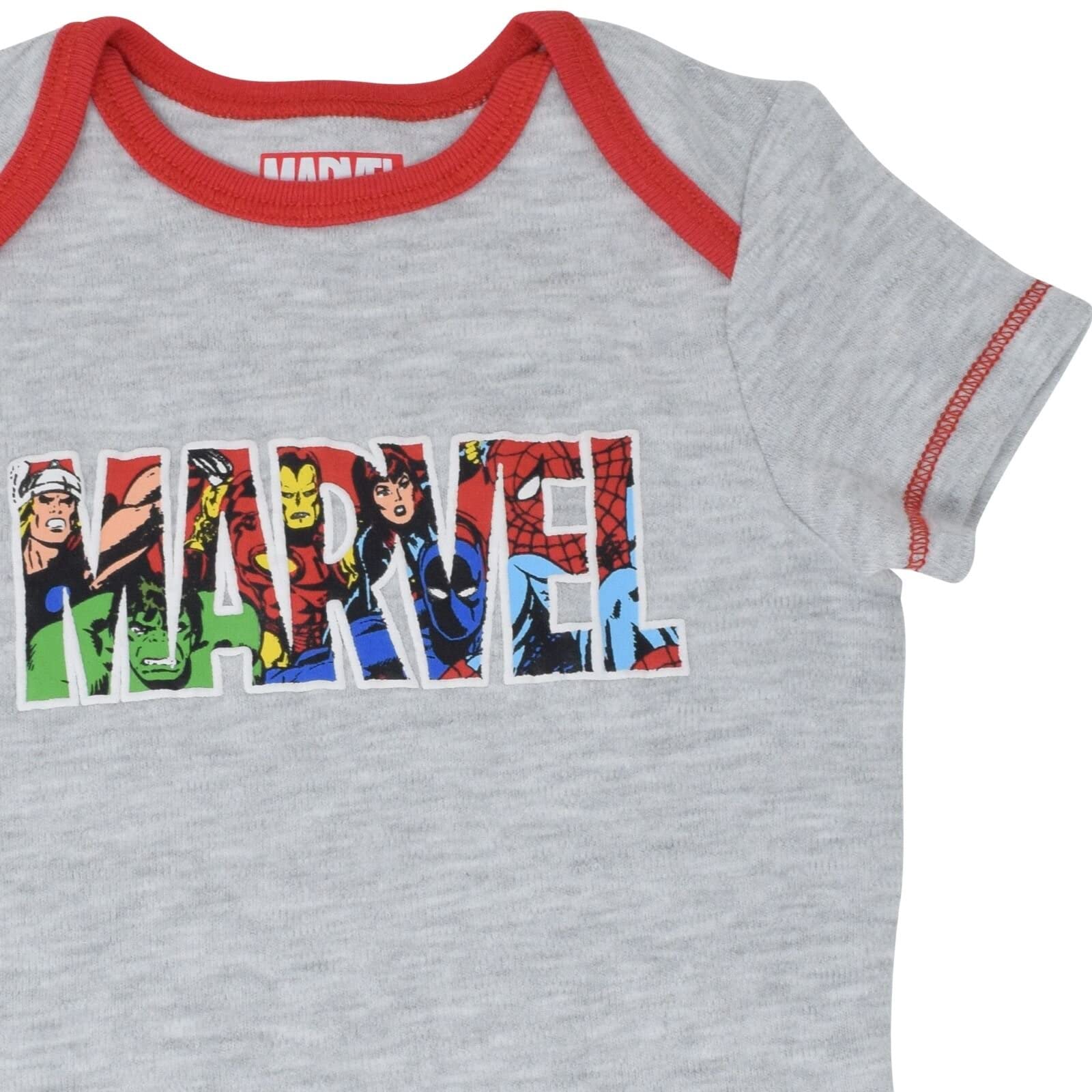 Marvel Avengers Baby Bodysuits 5-Pack - Spider-Man, Iron Man, Hulk & Captain America (Newborn to 12M) | Superhero Costume for Infants | Perfect for Halloween, Birthday Parties & Photo Shoots