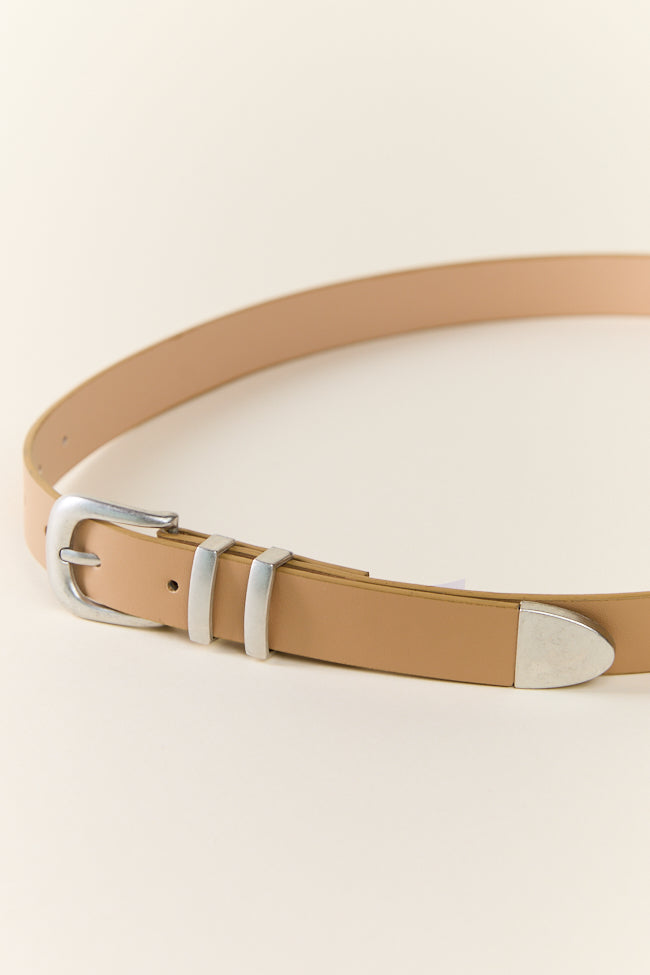 Classic Tan Leather Belt with Silver Buckle for Men & Women | Stylish Casual & Formal Wear Accessory | Perfect for Office, Jeans, Dresses & Everyday Outfits