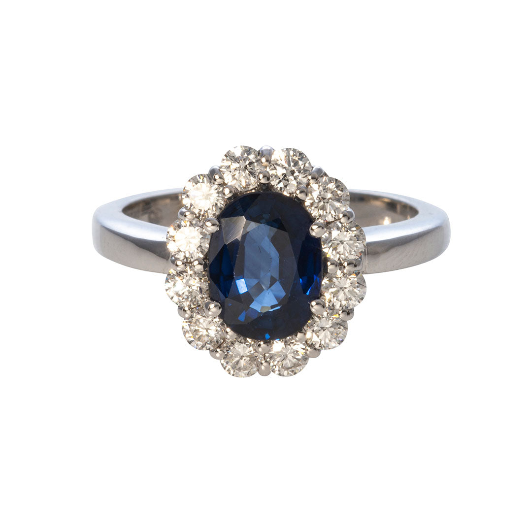 Exquisite Oval Sapphire & Diamond Halo 18K White Gold Engagement Ring for Women - Perfect for Proposals, Anniversaries & Special Occasions
