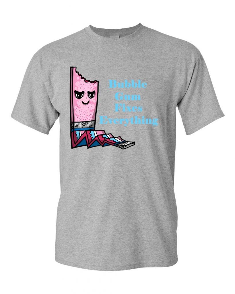 Bubble Gum Fixes Everything Funny Adult T-Shirt - Trendy Graphic Tee for Casual Wear, Gifts & Everyday Outfits