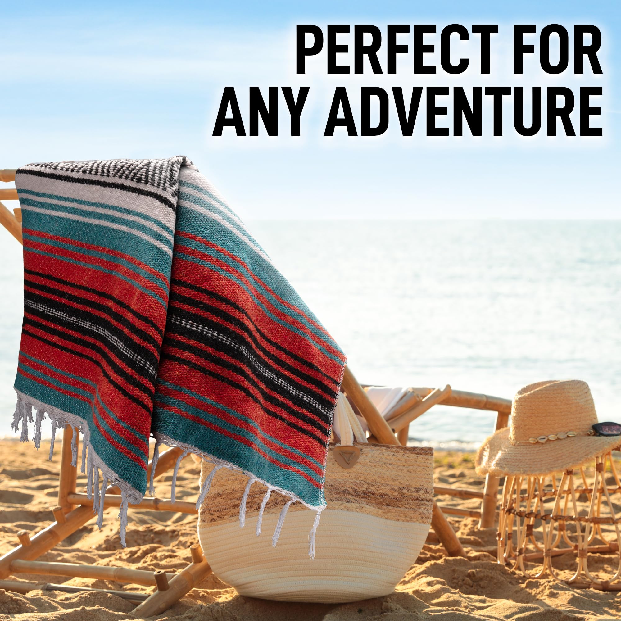 Authentic Large Handwoven Mexican Blanket - Soft & Durable Serape Yoga Blanket 70