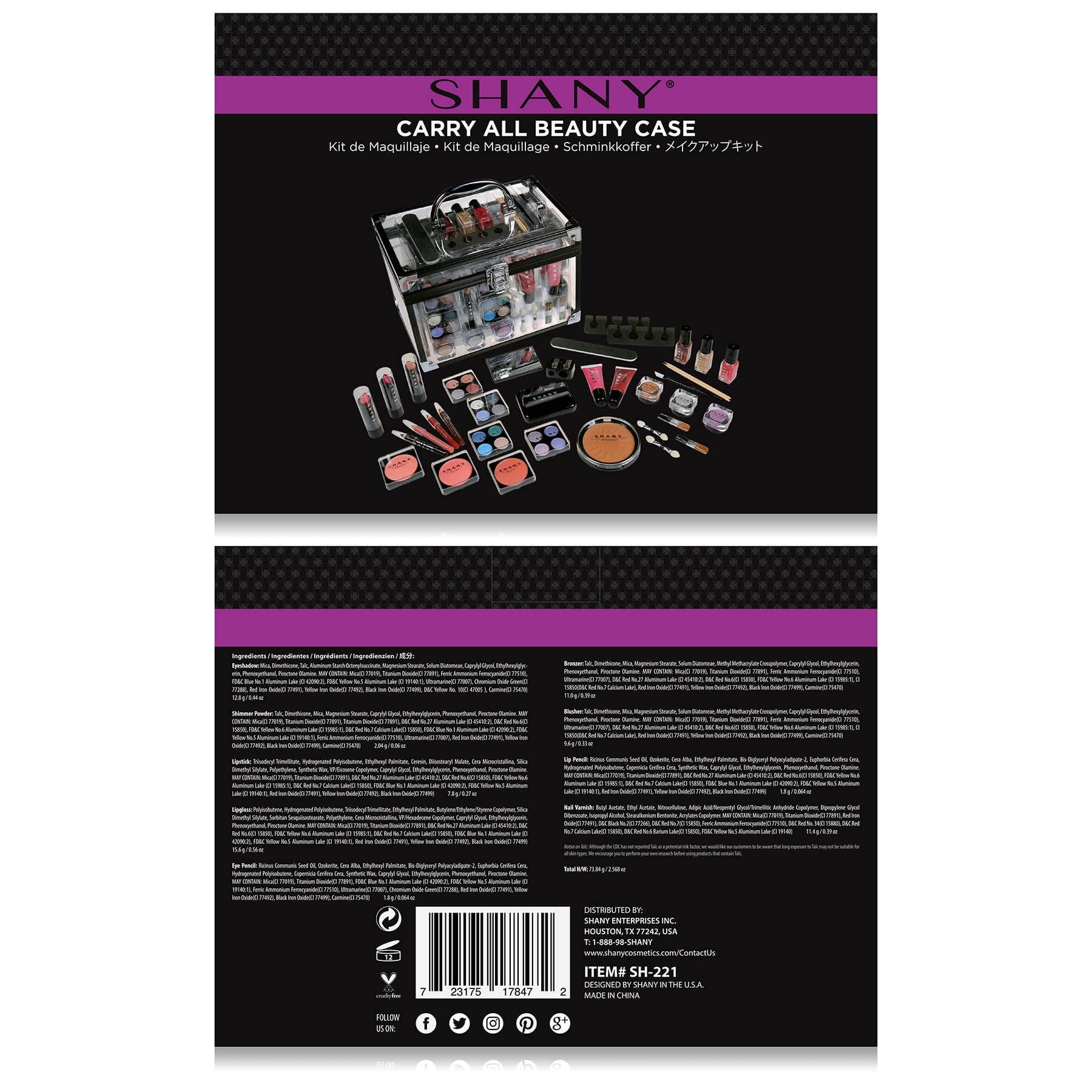 Silver Carry All Trunk Makeup Set - Professional Cosmetic Organizer for Travel, Home & Salon Use