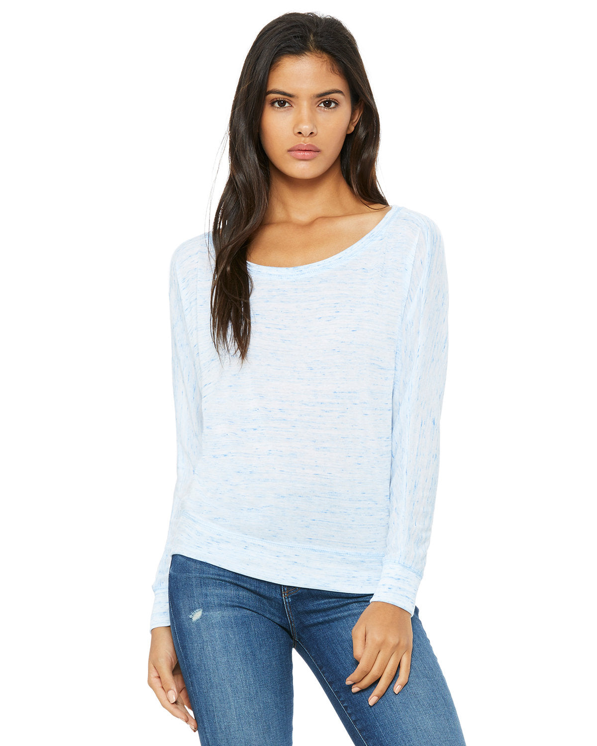Bella + Canvas 8850 Women's Flowy Long Sleeve Off Shoulder T-Shirt - Soft & Comfortable Casual Top for Everyday Wear, Date Night, and Beach Outfits