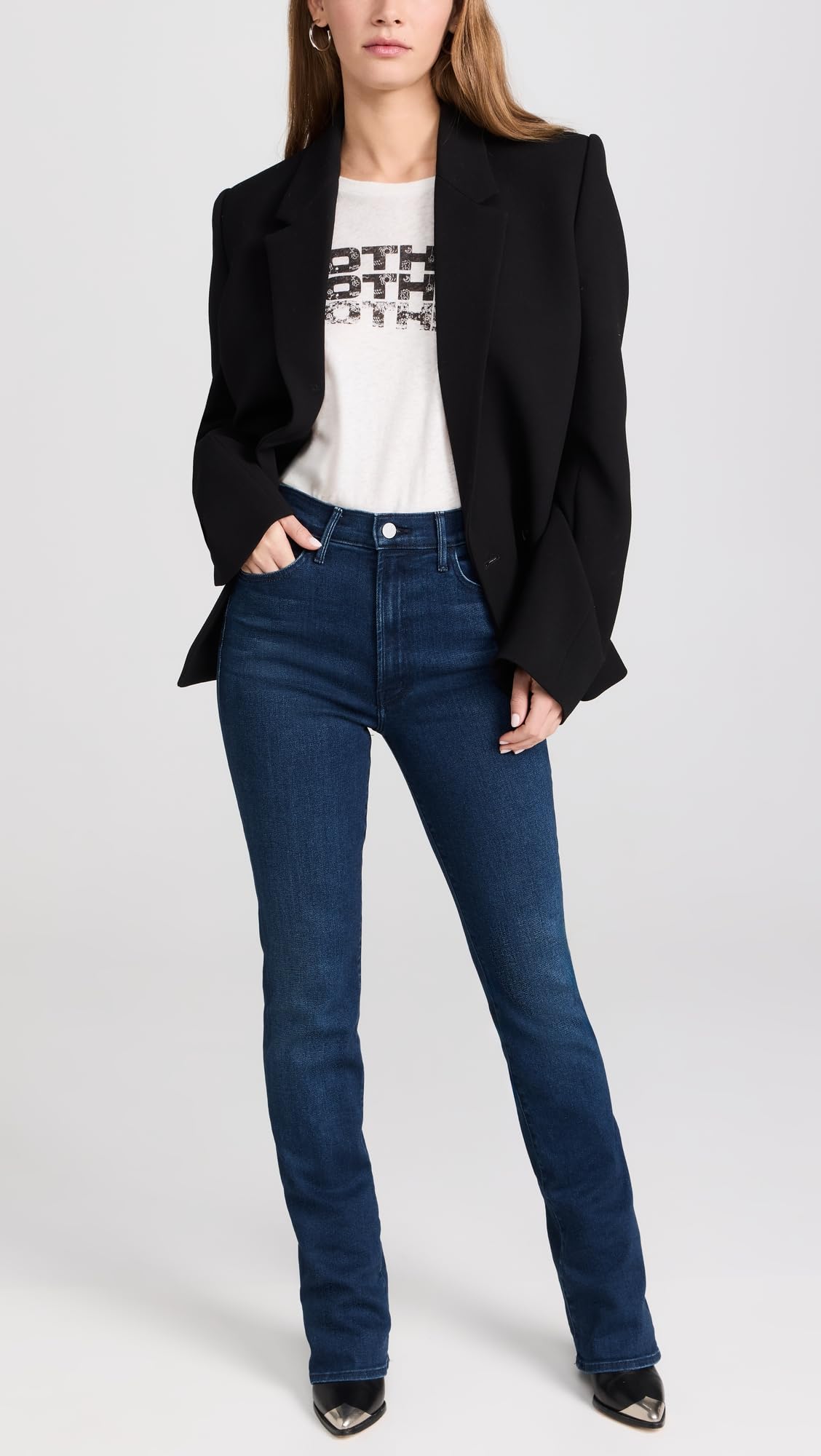 MOTHER Women's The Hustler Heel Jeans - High Waist Skinny Stretch Denim Pants for Women | Perfect for Night Out, Date Night & Casual Wear