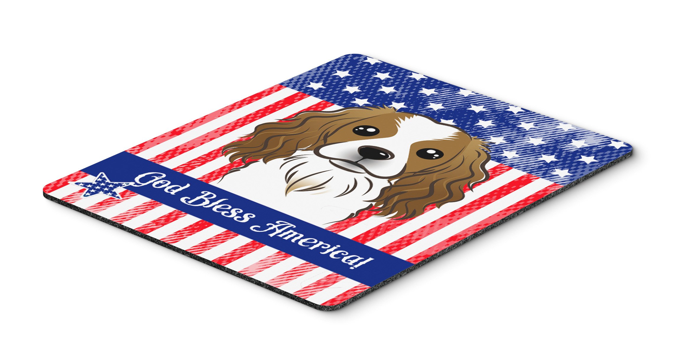 American Flag & Cavalier Spaniel Mouse Pad - Large Washable Non-Slip Desk Mat for Home Office, Gaming & Computer Work | Heat Resistant Hot Pad & Trivet for Kitchen Use
