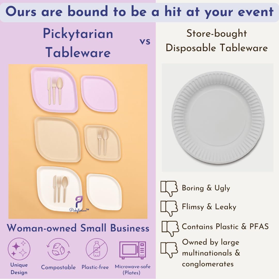Eco-Friendly Purple Disposable Bamboo Plates - 50 Pack 10 Inch Large Compostable Dinner Plates for Weddings, Birthday Parties, Holiday Events - Sturdy & Sustainable Alternative to Paper & Plastic Plates - Perfect for Outdoor Picnics, BBQs, and Elegant Gatherings