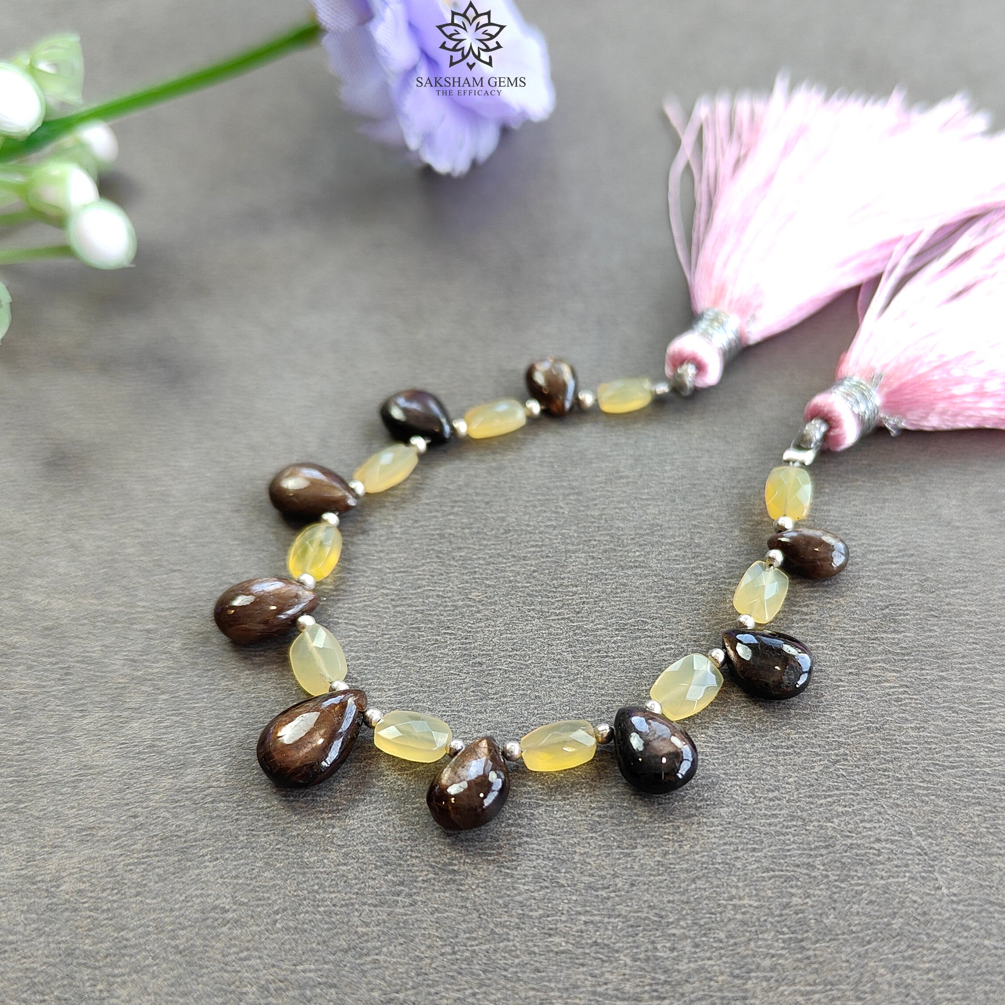 Natural Chocolate Sapphire & Opal Gemstone Checker Cut Cabochon Loose Beads (24.00cts) - Cushion & Pear Shape Faceted Beads 5.5x4mm to 10.5x7.5mm for Jewelry Making, DIY Crafts, and Beading Projects