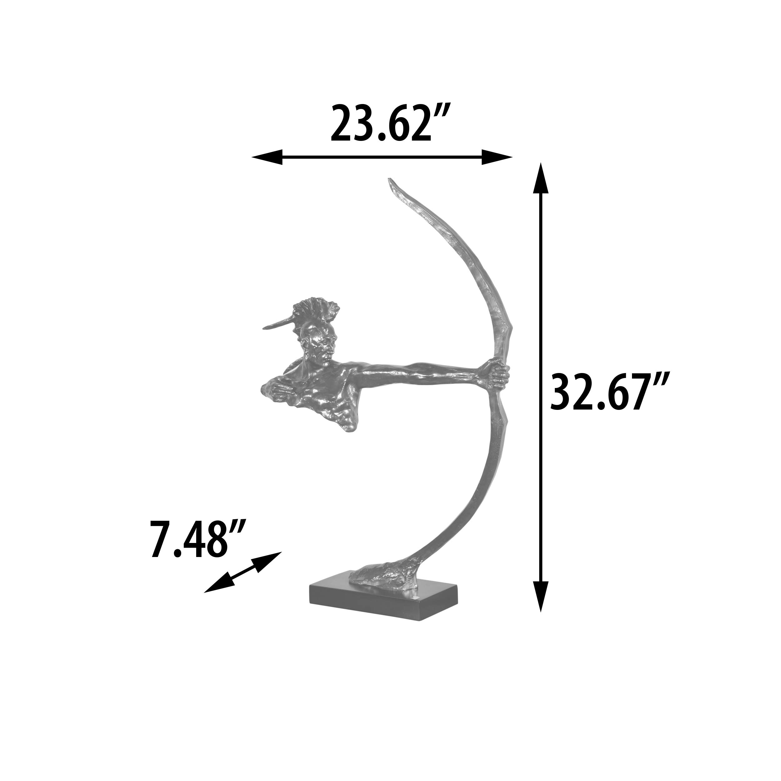 Bronze Indian Shooter Statue Sculpture - Handcrafted Table Decor for Home Office | Perfect for Bookshelf, Mantel & Gift Giving