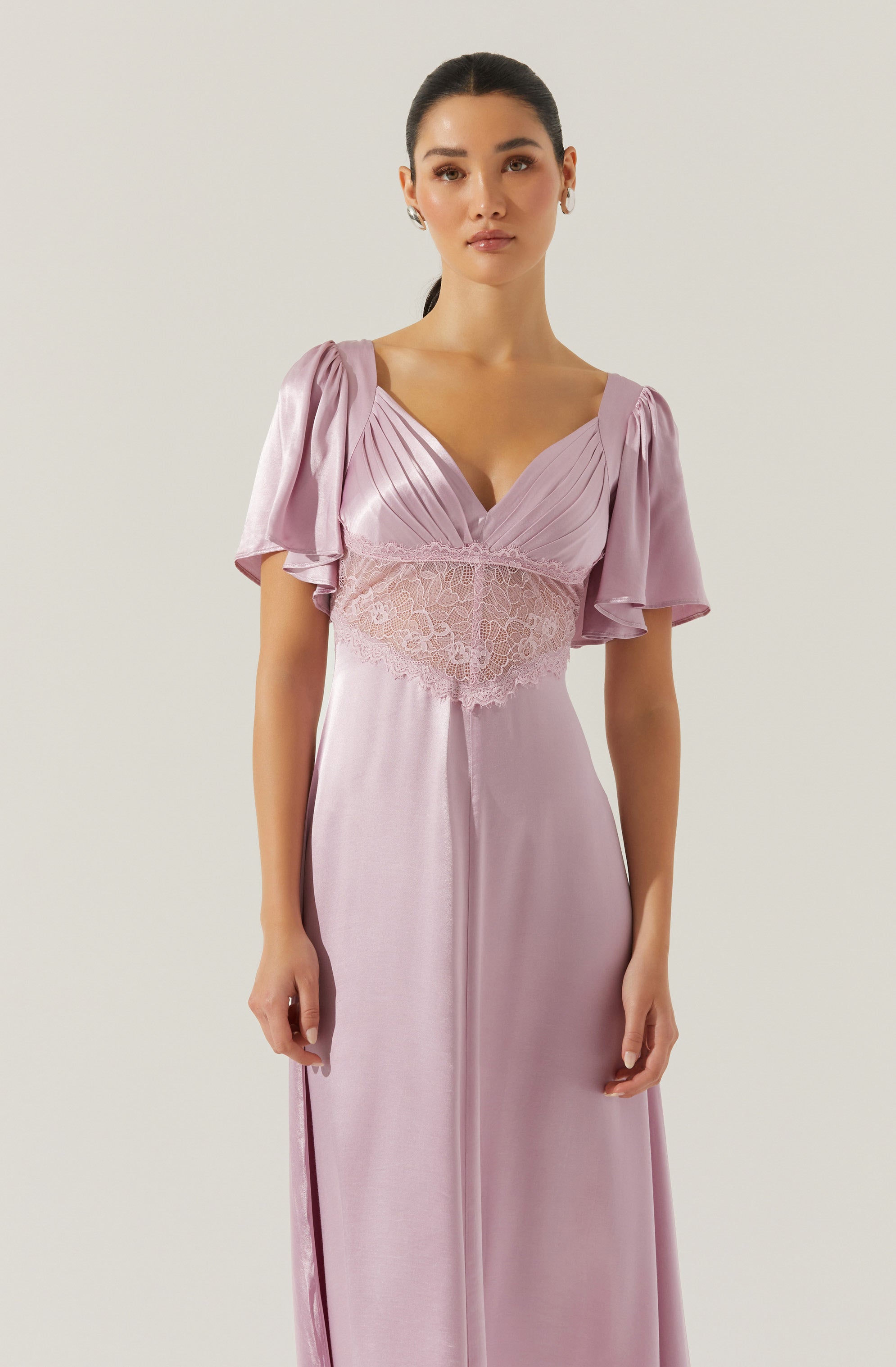 Elegant Aurelia Satin V-Neck Midi Dress for Women - Formal Evening Gown & Wedding Guest Dress - Perfect for Parties, Cocktail Events & Special Occasions