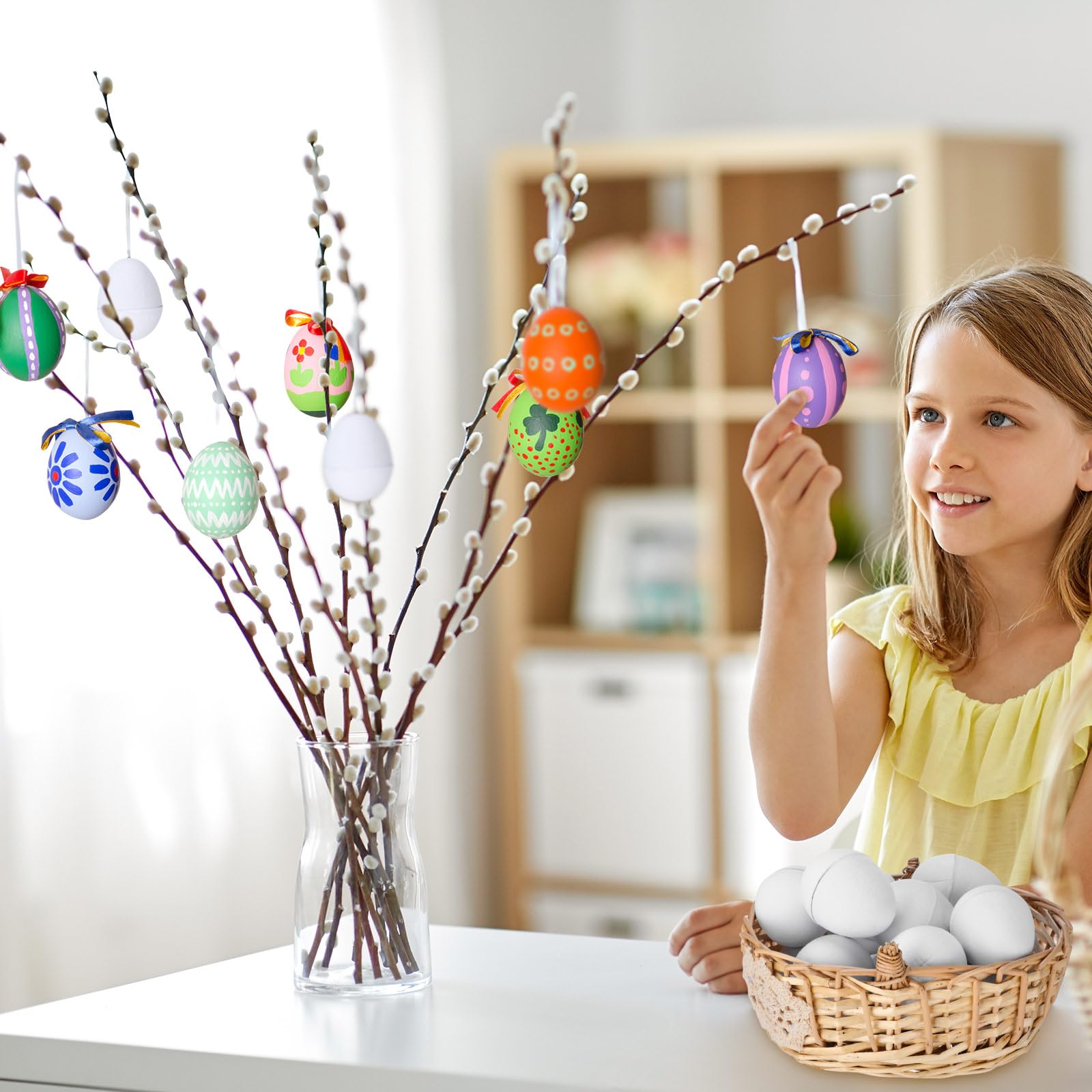 Motionchic 50 Pcs DIY Easter Paper Mache Eggs - Unfinished Blank Craft Eggs for Painting & Decorating - Perfect for Easter Party Gifts, Basket Fillers, and Holiday Crafts - Great for Kids' Activities, Classroom Projects, and Spring Home Decor