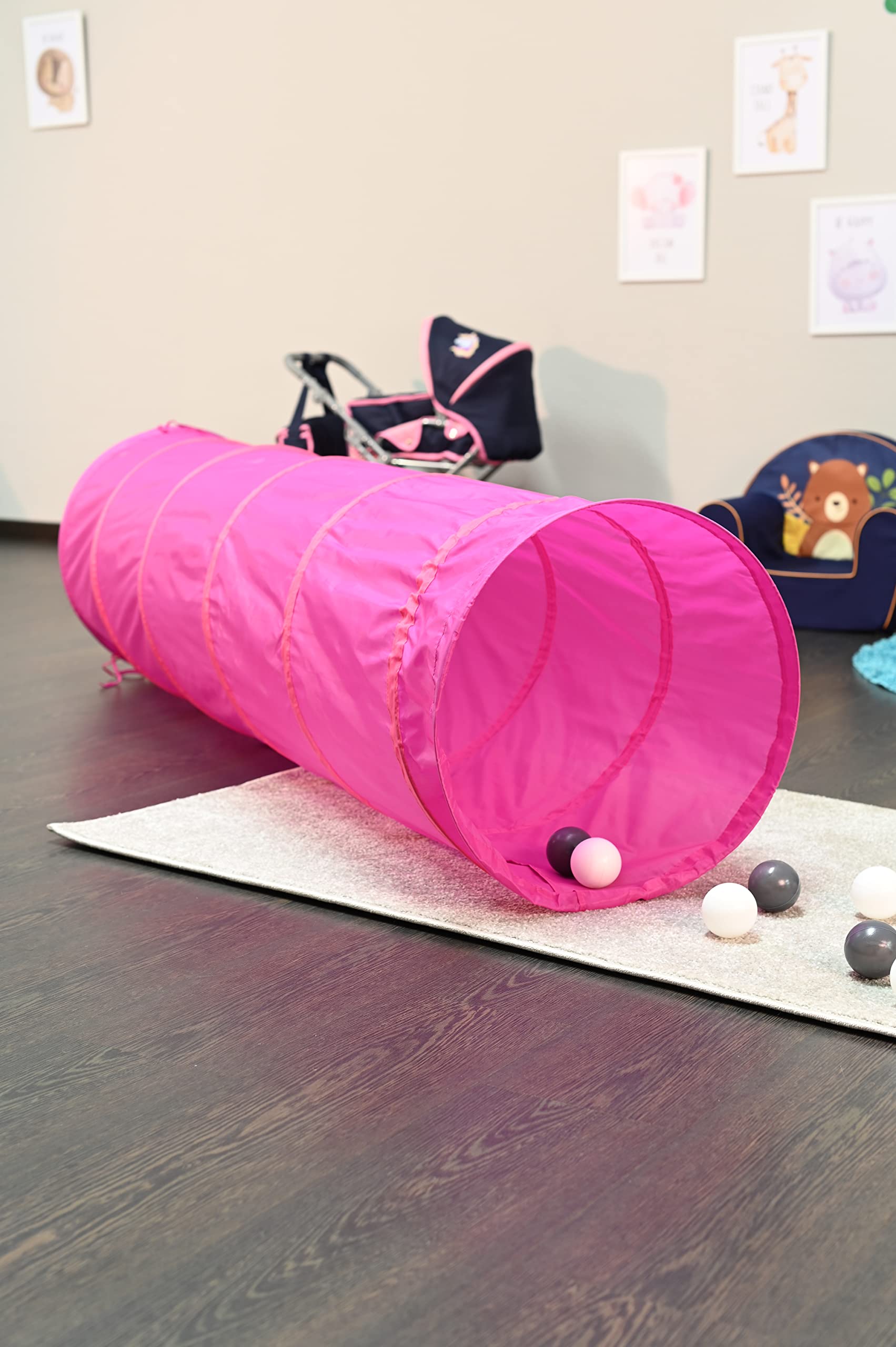 Knorrtoys 55109 Play Tunnel for Girls - Pink Kids Play Tent for Indoor & Outdoor Fun, Birthday Gifts, Pretend Play, Hideout Fort