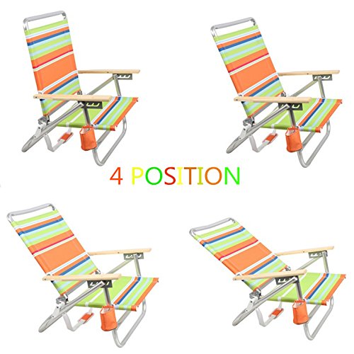 PORTAL 4-Position Folding Beach Chair with Backpack Straps - Lightweight Portable Lounge Chair for Adults (225 lbs Capacity) - Perfect for Beach, Poolside, Camping & Outdoor Relaxation - Green