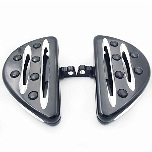 Black CNC Hollow Cut Rear Passenger Floorboards for Harley Davidson Touring Electra Glide Classic CVO - Durable Stretched Motorcycle Foot Pegs for Long Rides & Comfortable Cruising