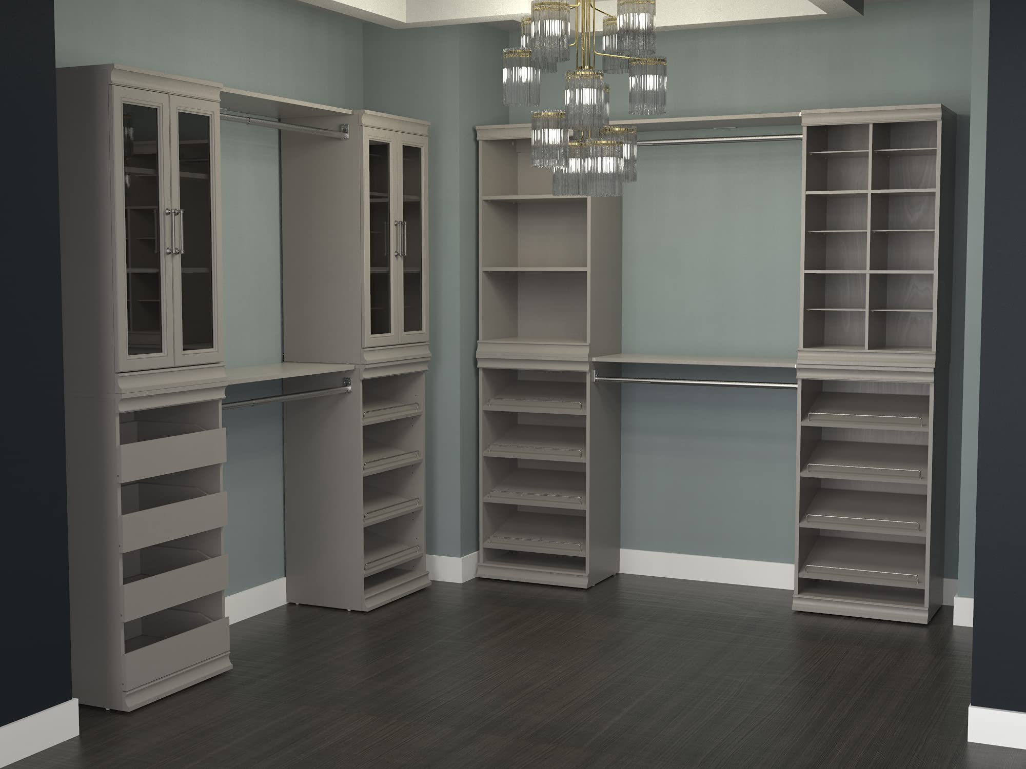 ClosetMaid Modular Storage Shelf Unit with Angled Shoe Shelves - Space Saving Closet Organizer for Shoes, Handbags & Accessories - Taupe Finish for Bedroom, Closet or Entryway Organization