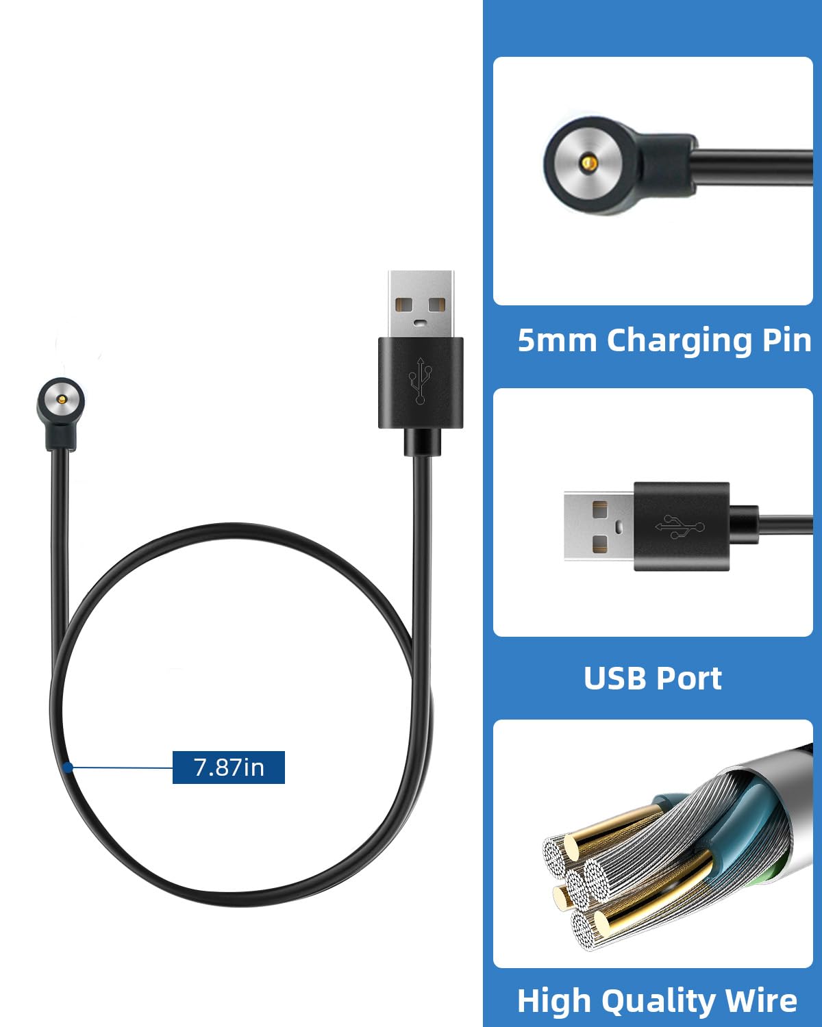 Smart Ring Charger Cable - 2 Pack Universal Charging Cord for Smart Rings & Fitness Trackers - Perfect for Oura Ring, Circular, Ultrahuman & More - Home, Office & Travel Use