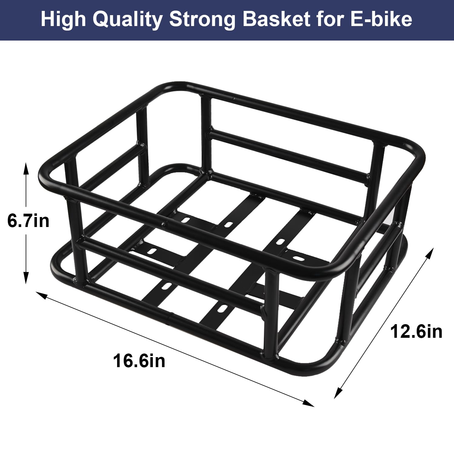 Heavy Duty Rear Bike Basket with Liners, Cargo Net & 2 Rain Covers - Large Metal Bicycle Rear Rack for Commuting, Groceries & Outdoor Adventures (Fits Bicycle, Ebike, Electric Bike)