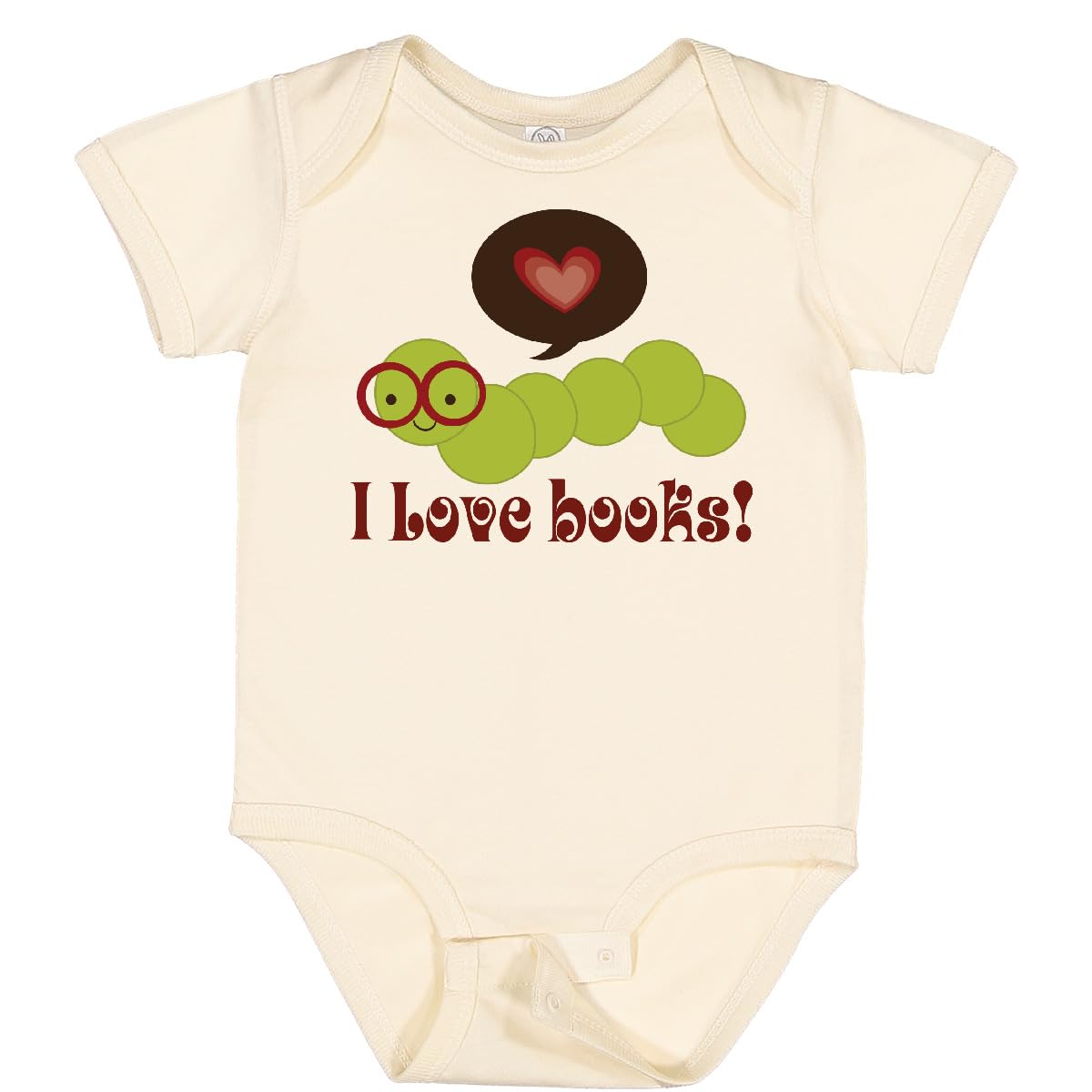 Inktastic I Love Books Bookworm Baby Bodysuit - Cute Reading-Themed Outfit for Book Lovers - Perfect for Library Visits, Storytime & Bookworm Photoshoots