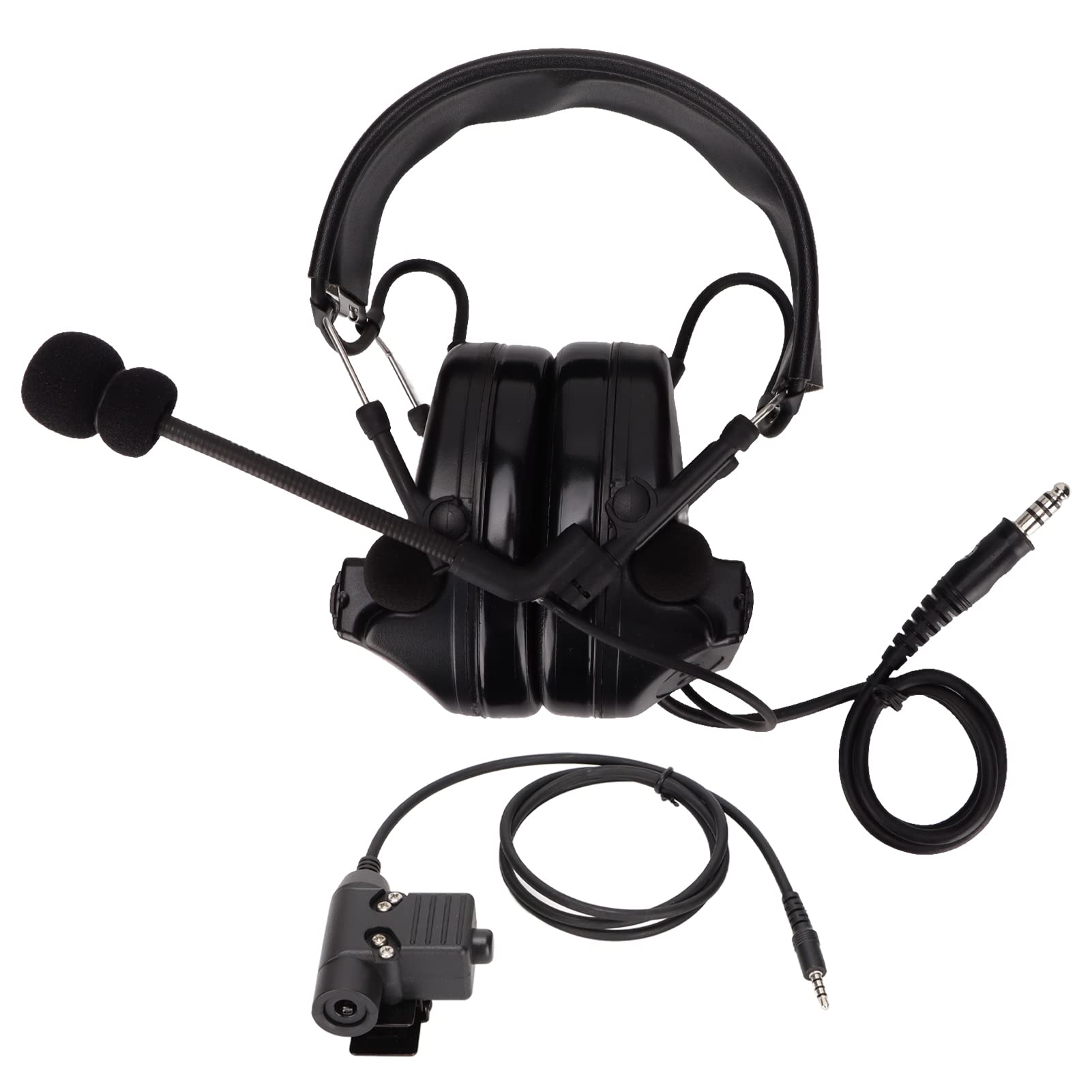 Premium Noise Cancelling Headphones with 7.1mm Silicone Earmuffs & Detachable Mic - U94 PTT Compatible for 3.5mm Mobile Phones (Black) - Ideal for Gaming, Calls, and Office Work