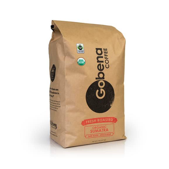 Fair Trade Organic Sumatra Dark Roast Coffee - 5lb Whole Bean Arabica for Home & Office Brewing