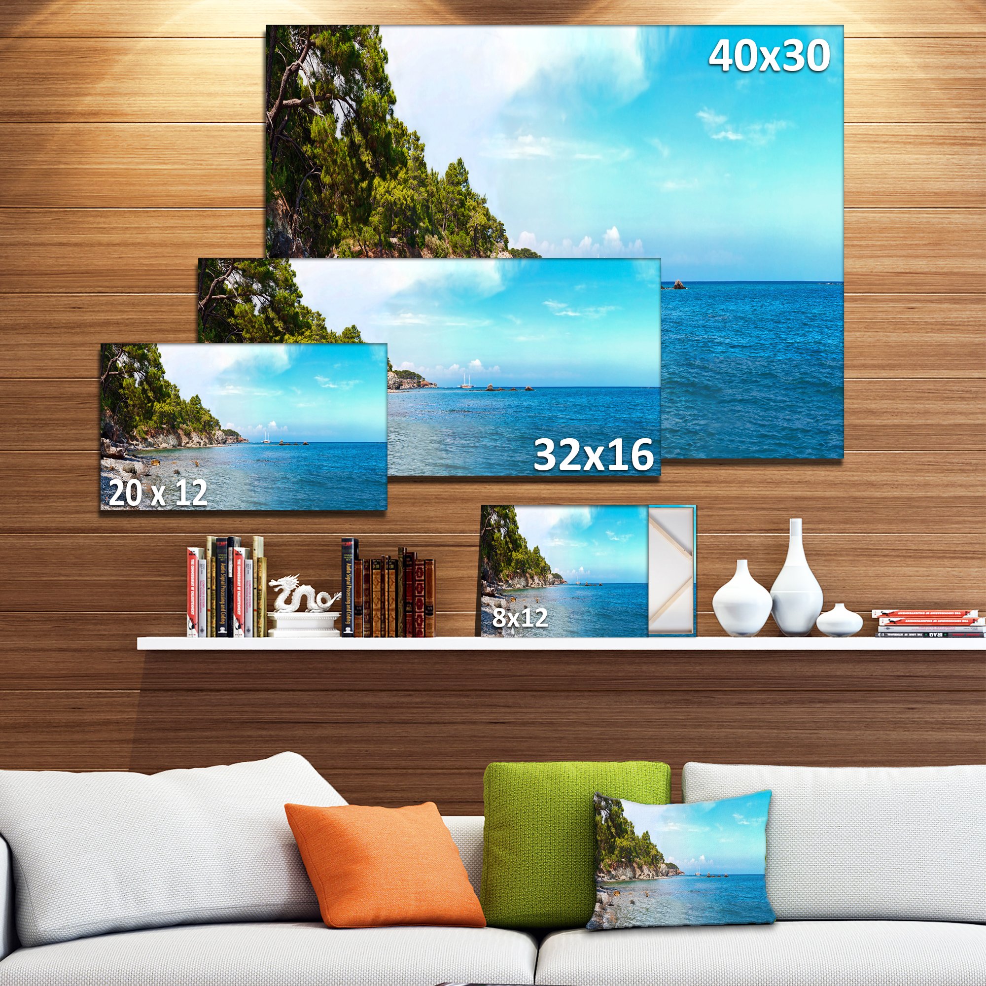 Wild Blue Beach Panorama View Extra Large Seashore Canvas Wall Art - Perfect for Living Room, Bedroom & Office Decor