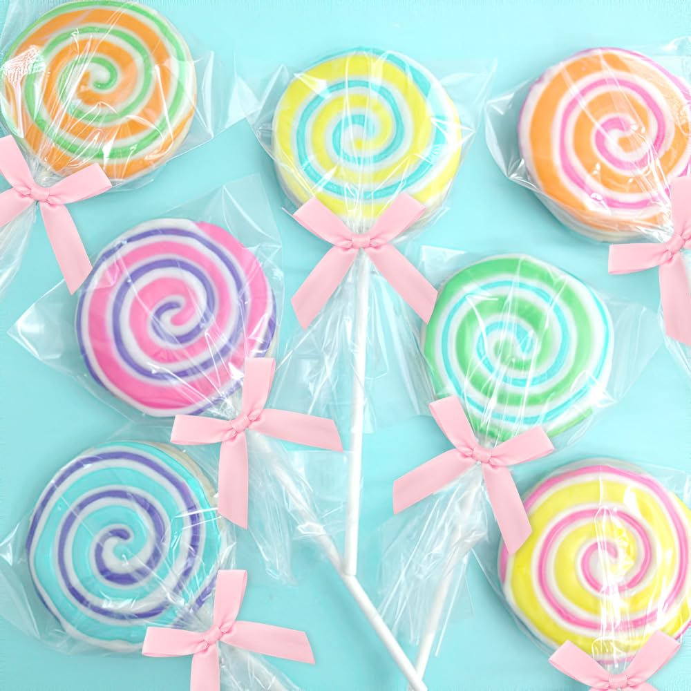 30 Pack Pink Satin Twist Tie Bows - Small Mini Bowknots for DIY Crafts, Valentine Gifts, Treat Bags & Cookie Decorations | Perfect for Gift Wrapping, Party Favors, and Bakery Packaging