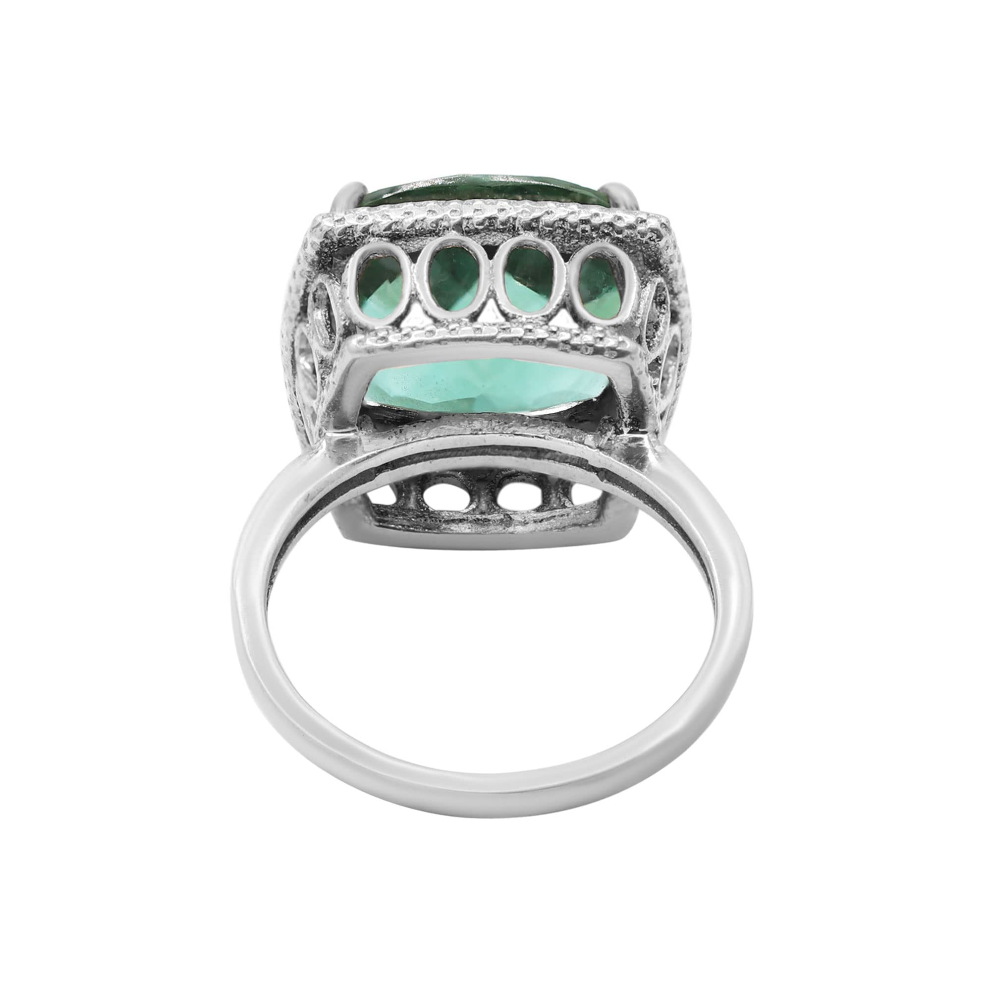 Green Tourmaline Gemstone 925 Sterling Silver Ring - October Birthstone Cushion Cut Statement Ring for Women, Fine Jewelry Gift for Christmas, Birthday & Anniversary - Perfect for Everyday Wear, Special Occasions & Gift Giving